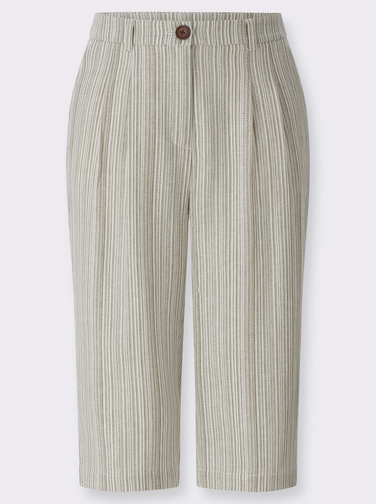 Bermudas mit Leinen-Anteil - champagner-khaki-gestreift