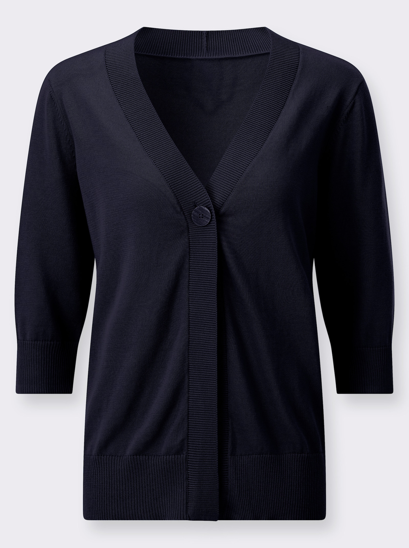 Feinstrickjacke mit gerippten Abschlüssen - marine