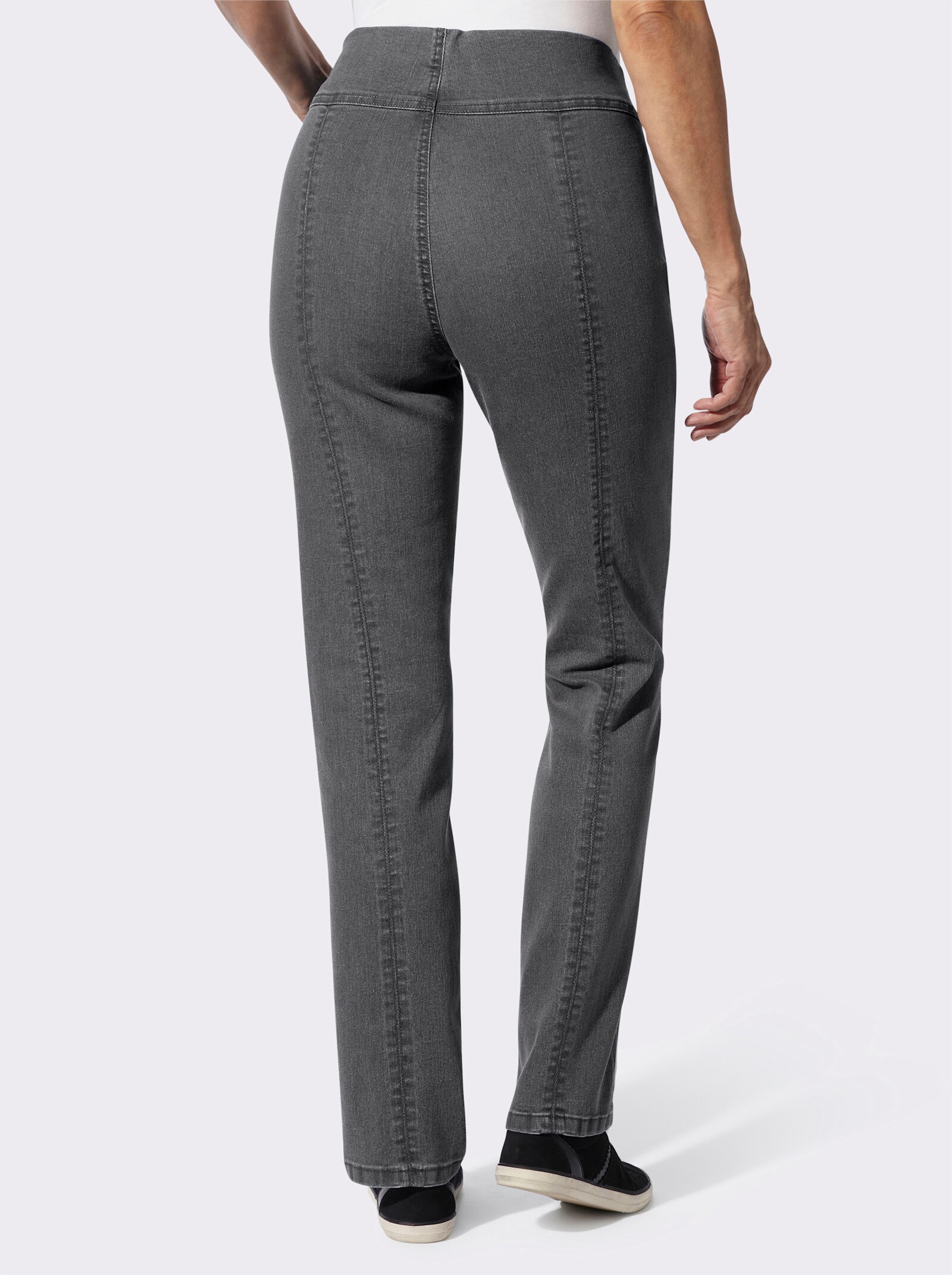 Jeans mit Teilungsnähten hinten - grey-denim