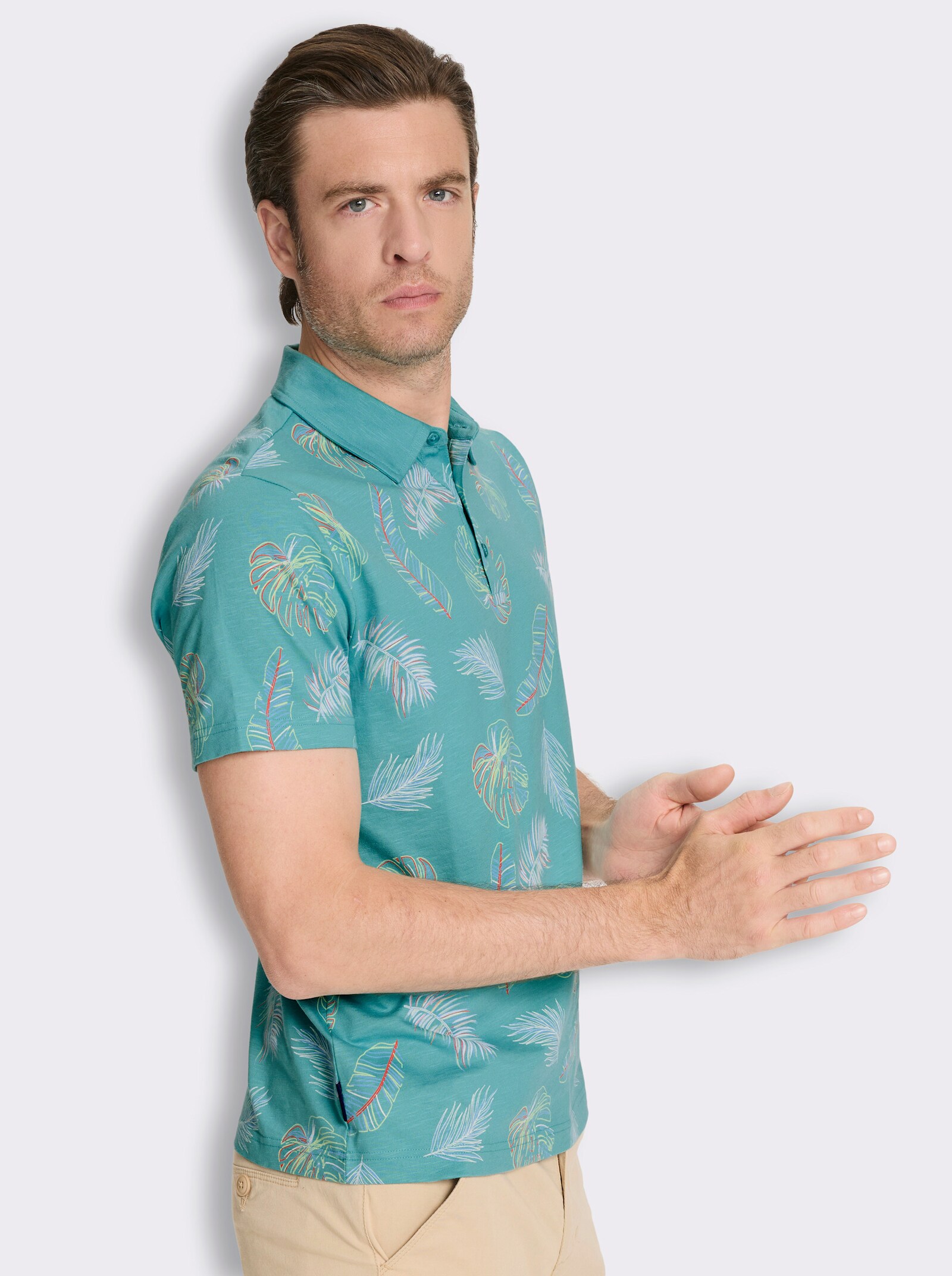 Marco Donati Kurzarmshirt mit exotischem Dessin - ozean-bedruckt