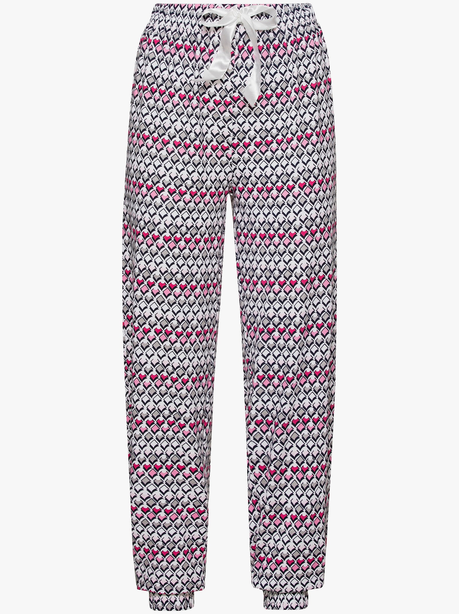 wäschepur Schlafanzug mit Gummizug an den Beinabschlüssen - weiß-bedruckt