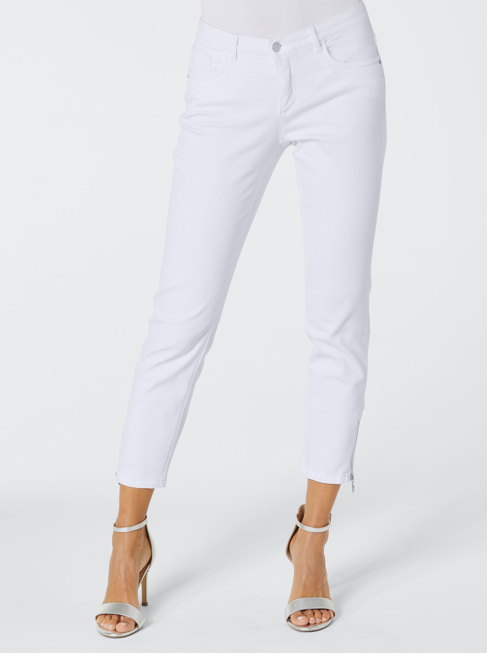 Ascari Jean 5 poches avec application strass - blanc