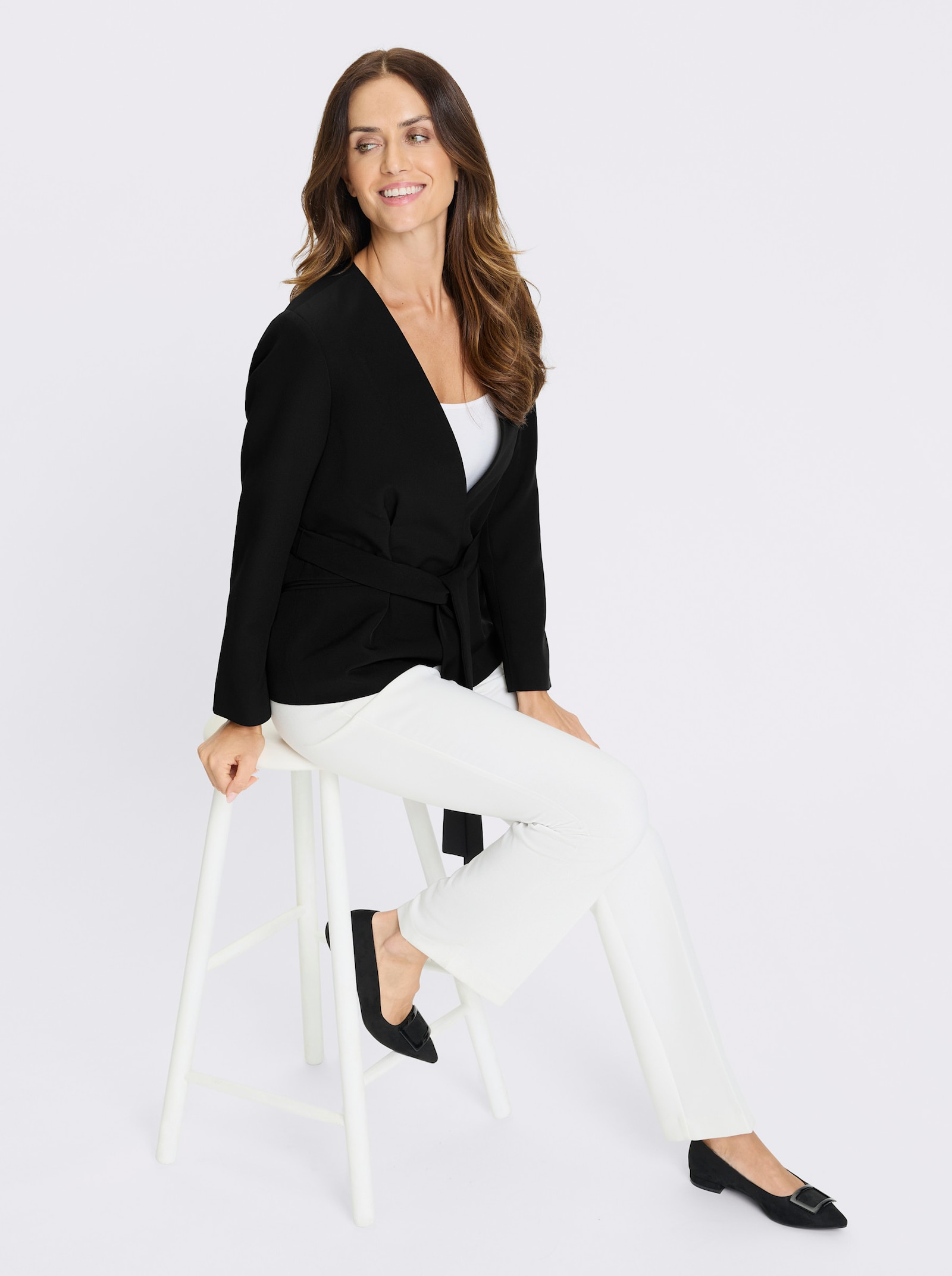 heine Kurzblazer mit Bindegürtel - schwarz