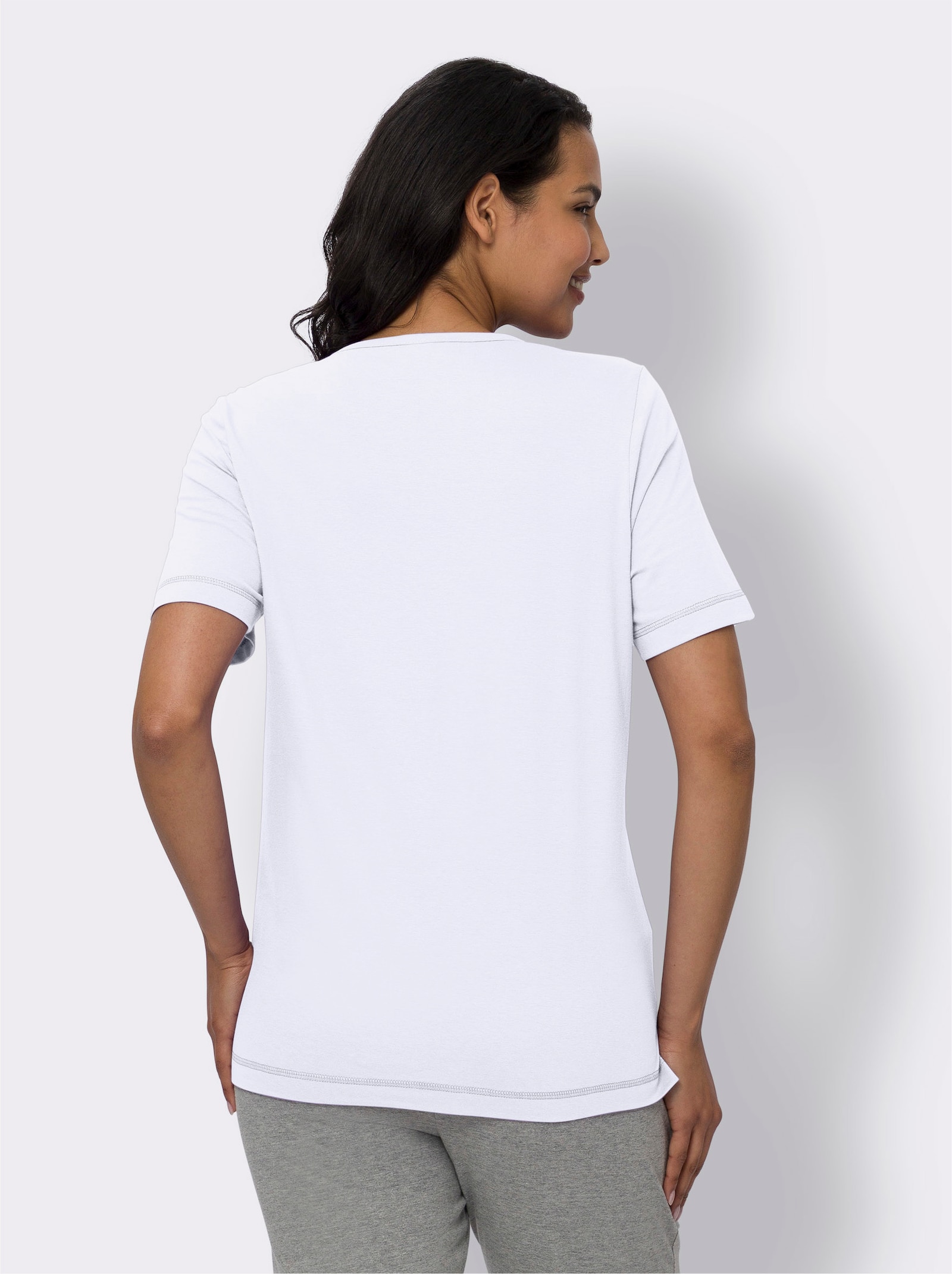 Kurzarmshirt mit Seitenschlitzen - weiß