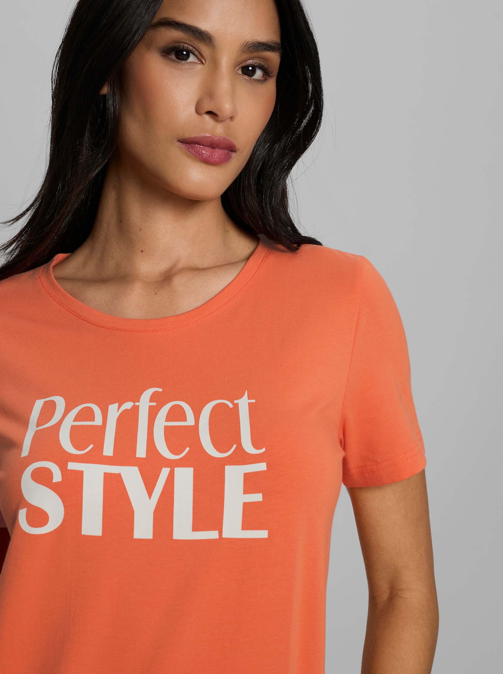 heine Kurzarmshirt mit Schriftzug - orange