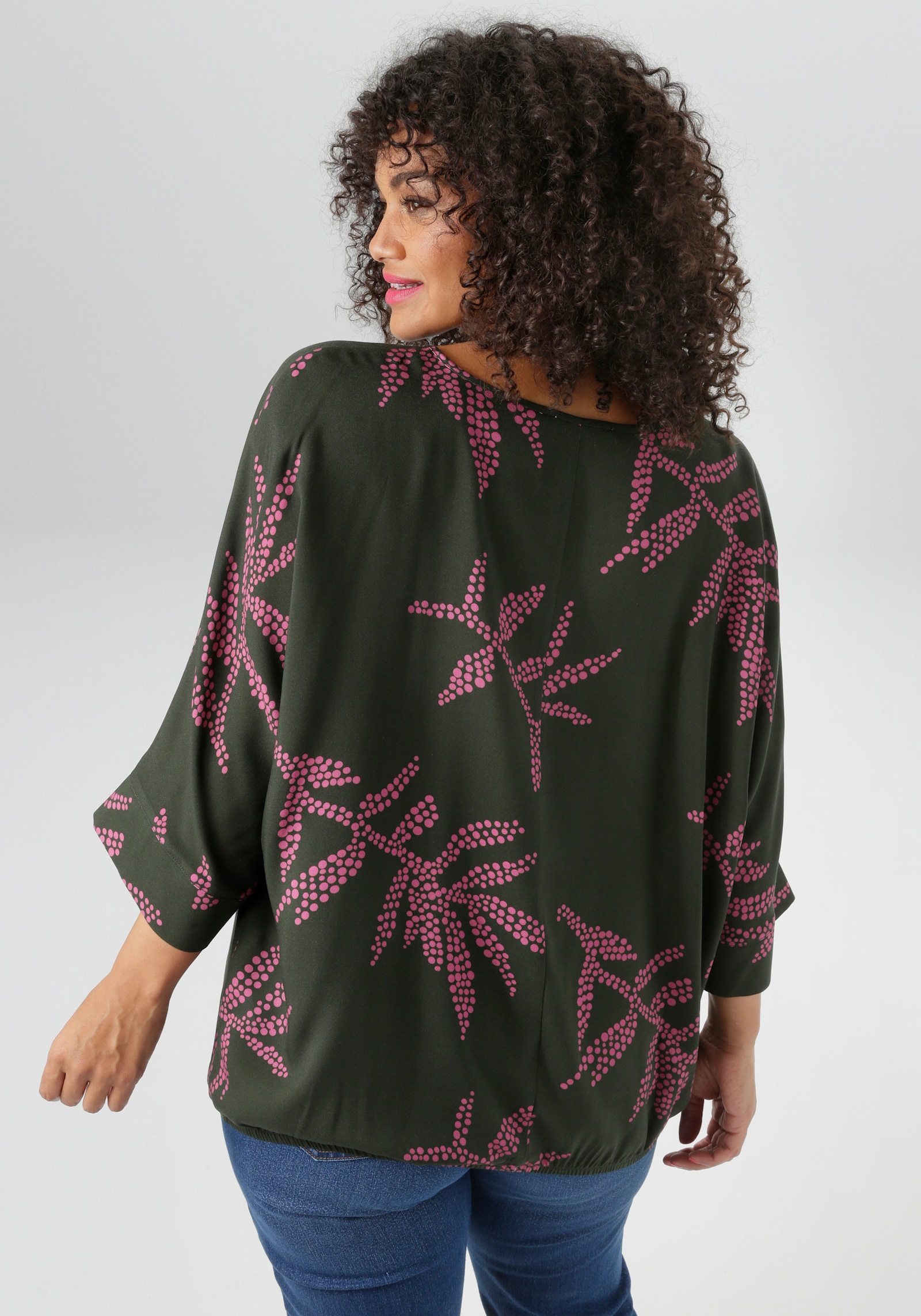 Aniston PLUS Schlupfbluse - olive-pink