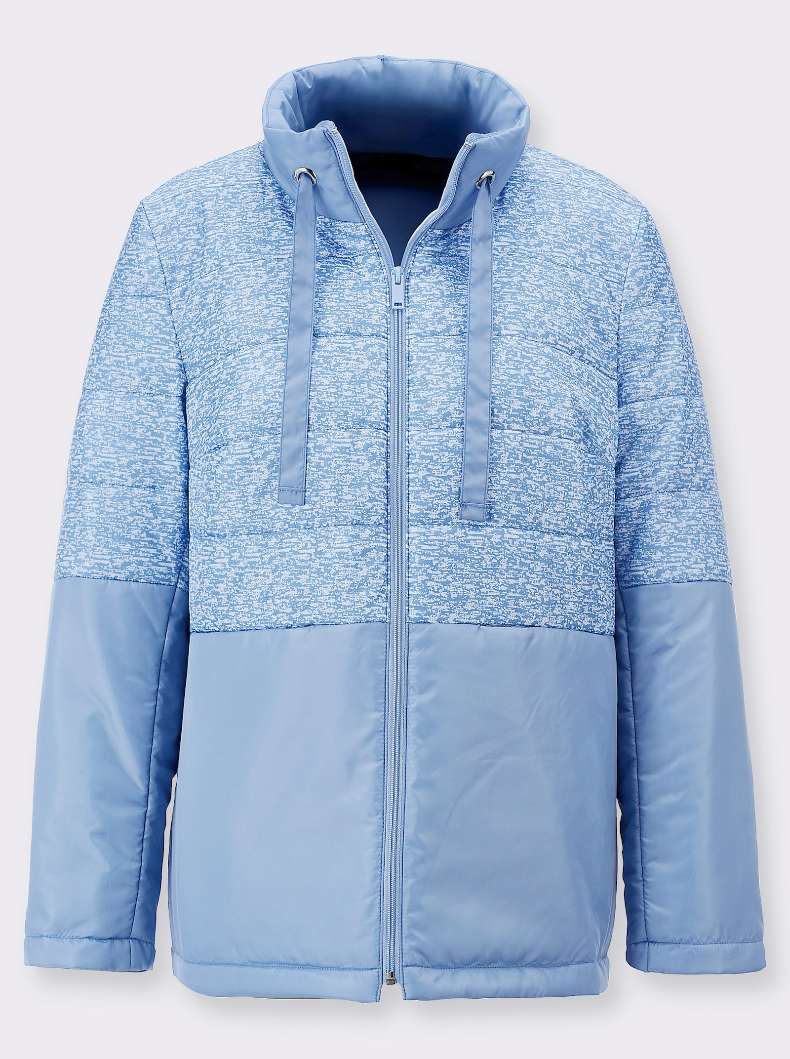 Steppjacke mit Druck in Melange-Optik - eisblau