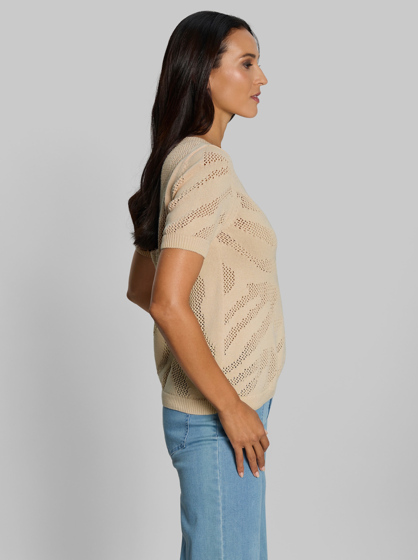 heine Ajourpullover mit aufwendigem Muster - sand