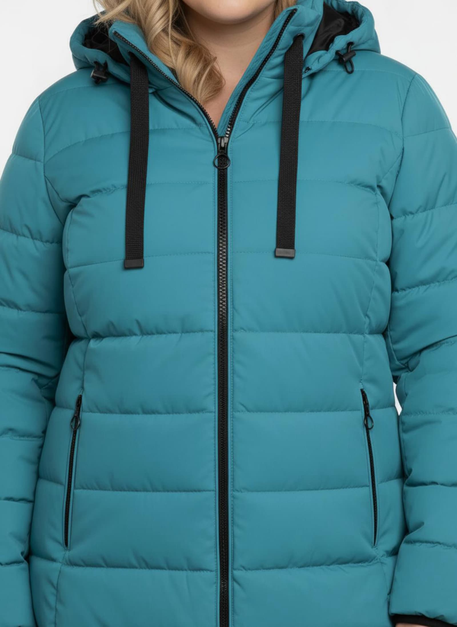 Steppjacke mit elastischer Kontrast-Paspelierung - aquapetrol