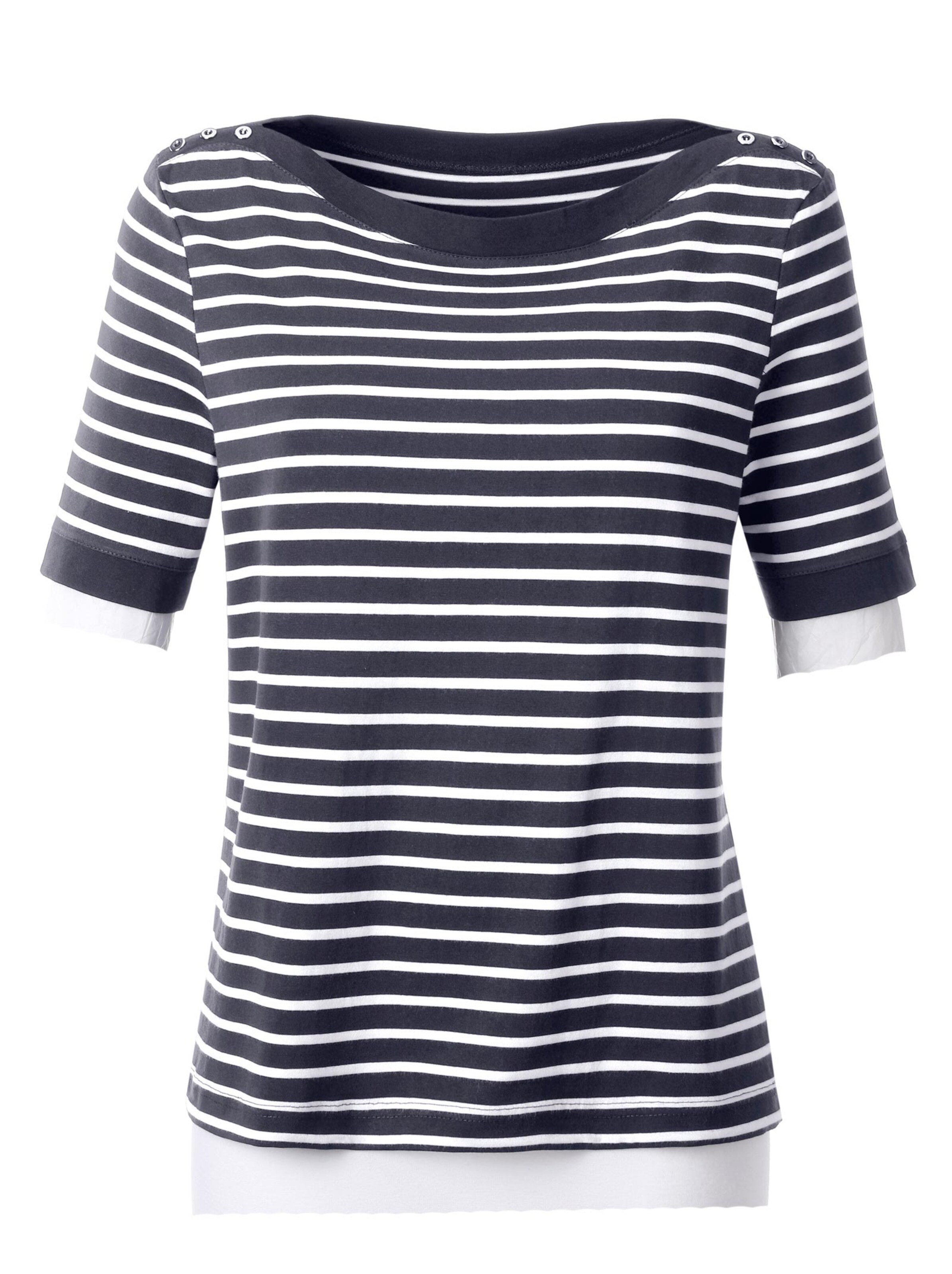 Damenmode Shirts Kurzarmshirt in marine-weiß Damenmode Shirts Kurzarmshirt in marine-weiß