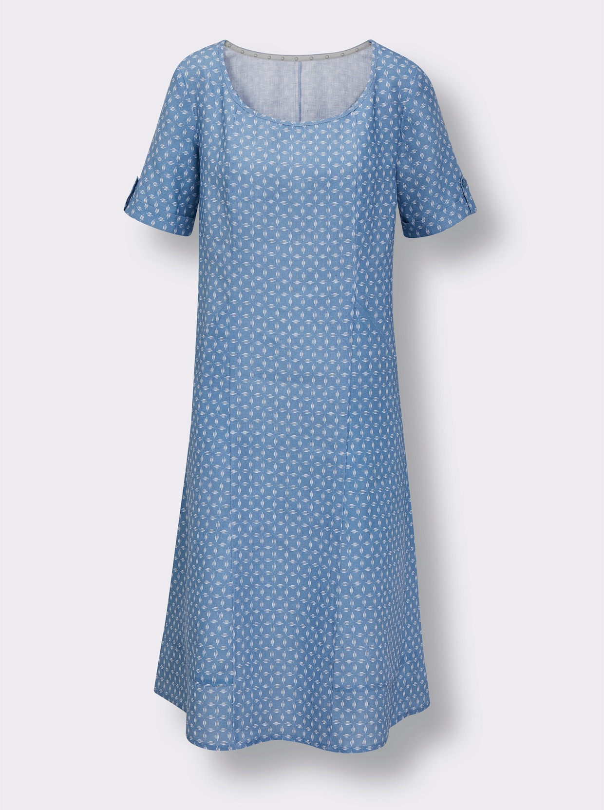 CREATION L PREMIUM A-Linien-Kleid - mittelblau-weiß-bedruckt