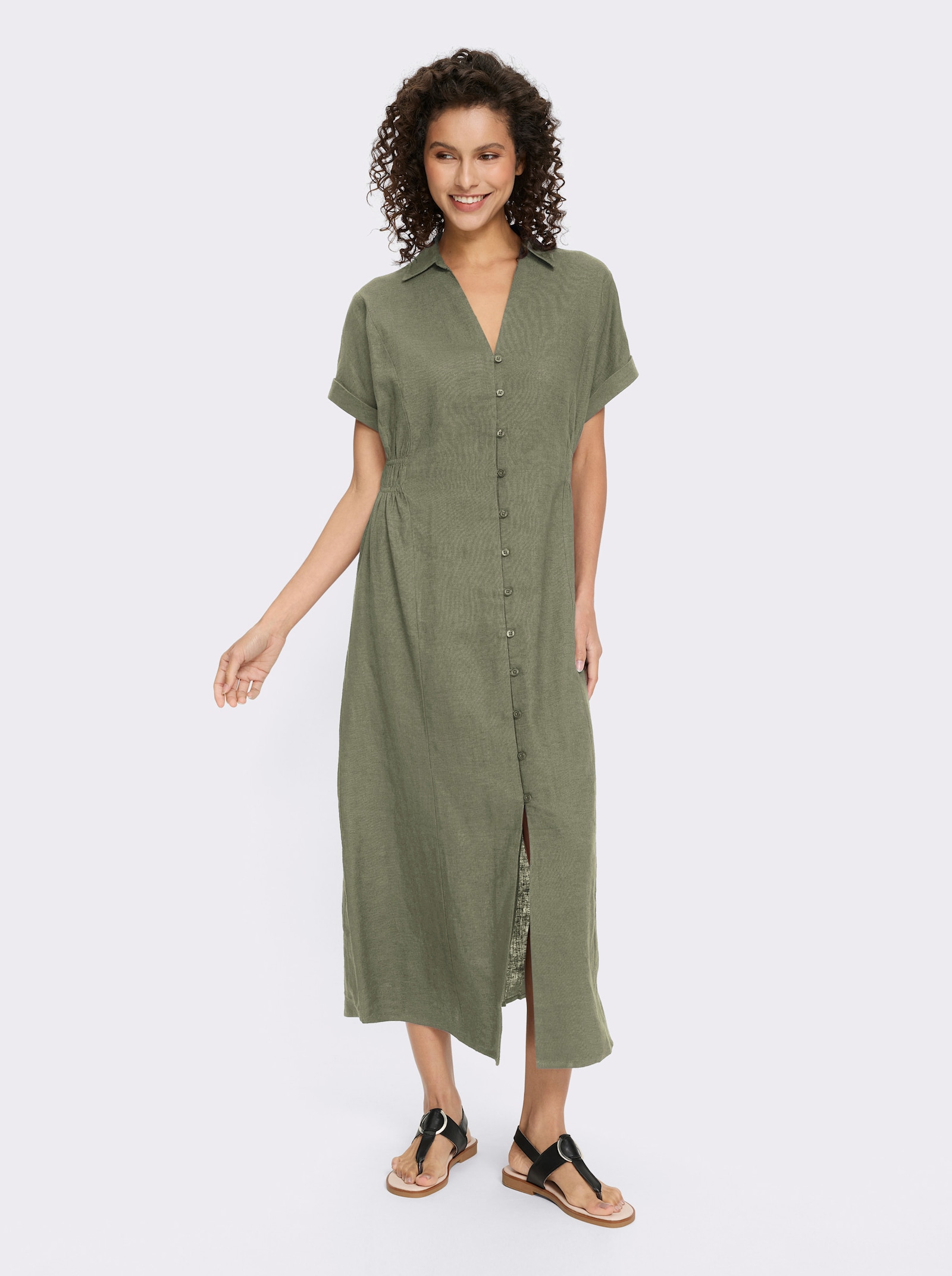 heine Sommerkleid mit Gehschlitz - khaki