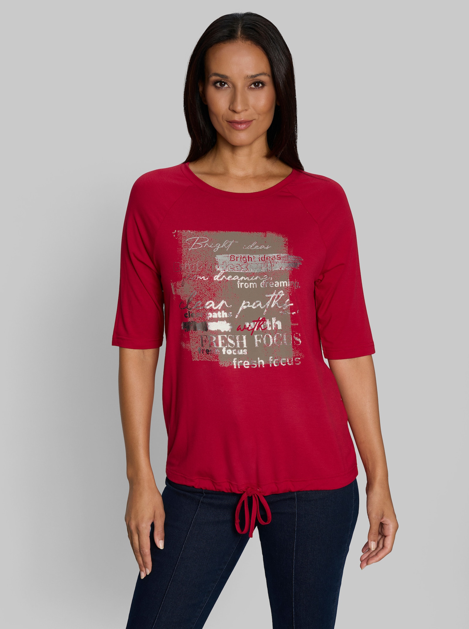 heine Kurzarmshirt mit Tunnelzug und Bindeband - rot