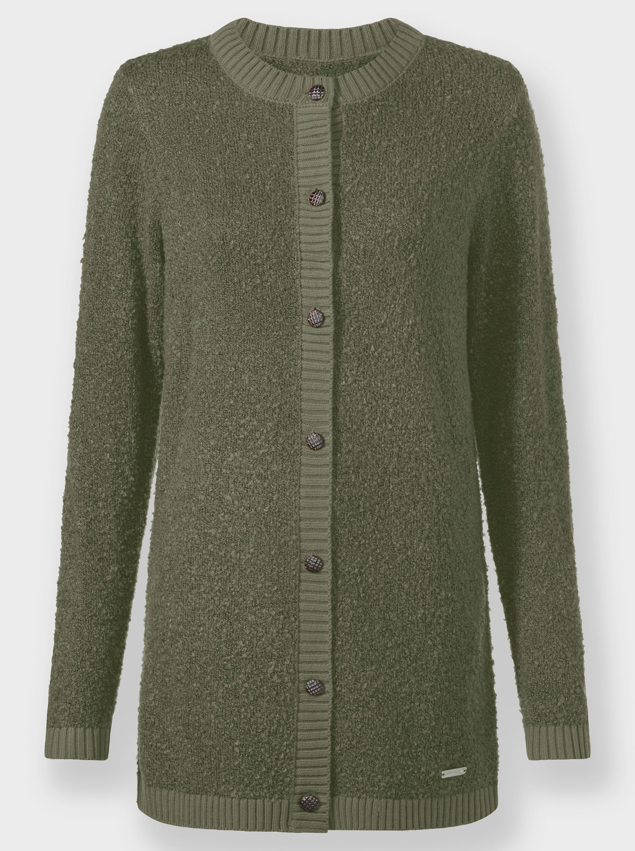 Strickjacke in Bouclé-Qualität - khaki