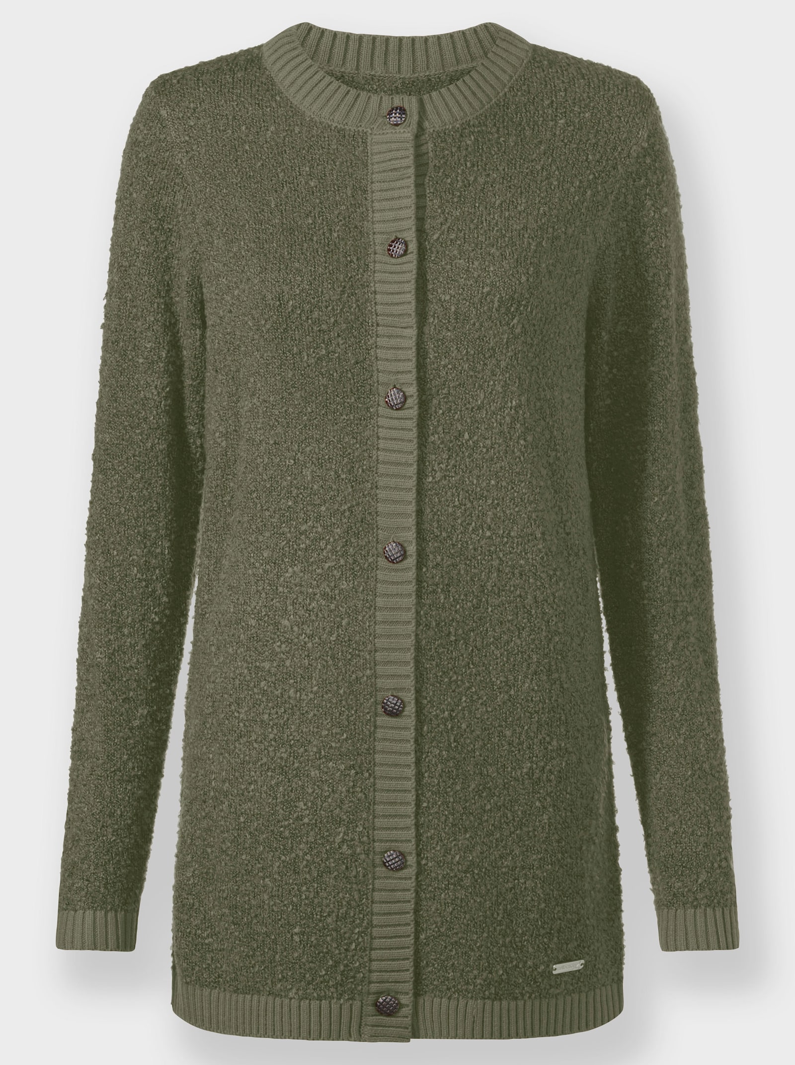 Strickjacke in Bouclé-Qualität - khaki