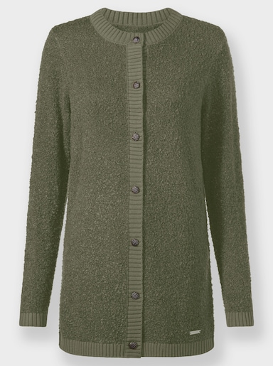 Strickjacke in Bouclé-Qualität - khaki