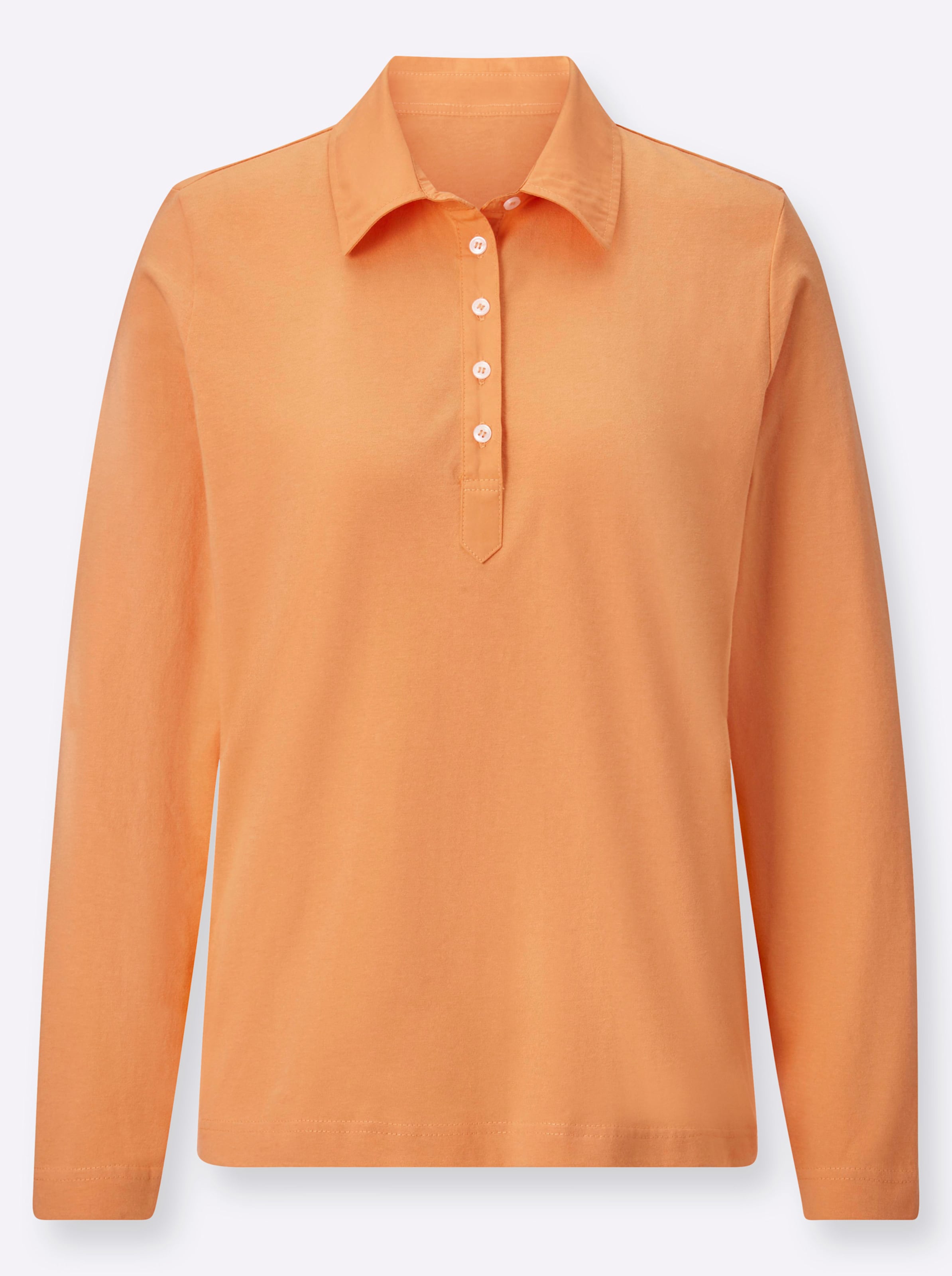 Sheego Damen Orange Langarm-Poloshirt - Bild 2