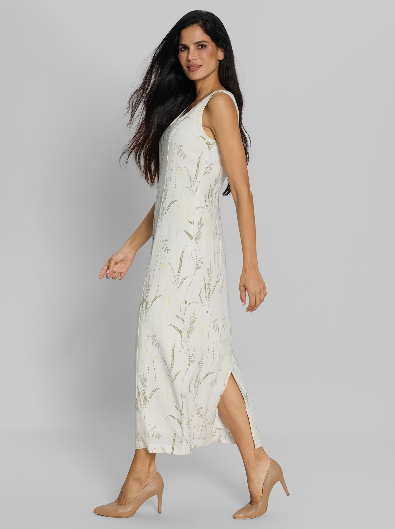 heine Druckkleid mit Karree-Ausschnitt - ecru-schilf-bedruckt