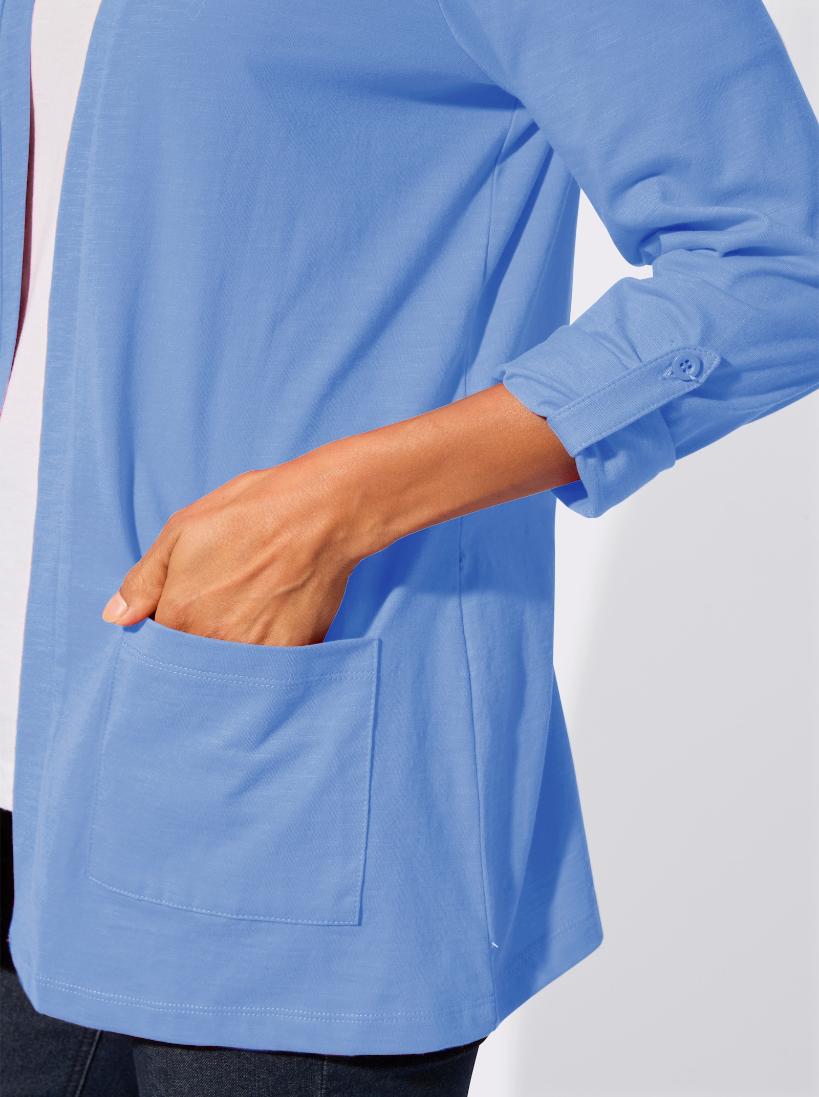 Shirtjacke mit Flammgarn-Struktur - himmelblau