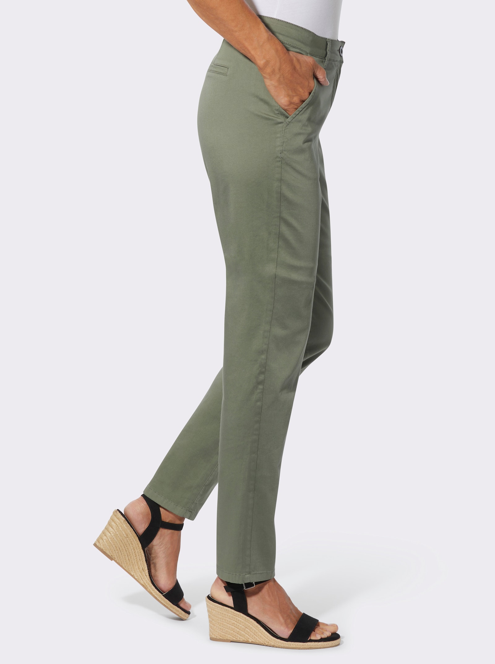 Chinohose mit Satin-Glanz - khaki