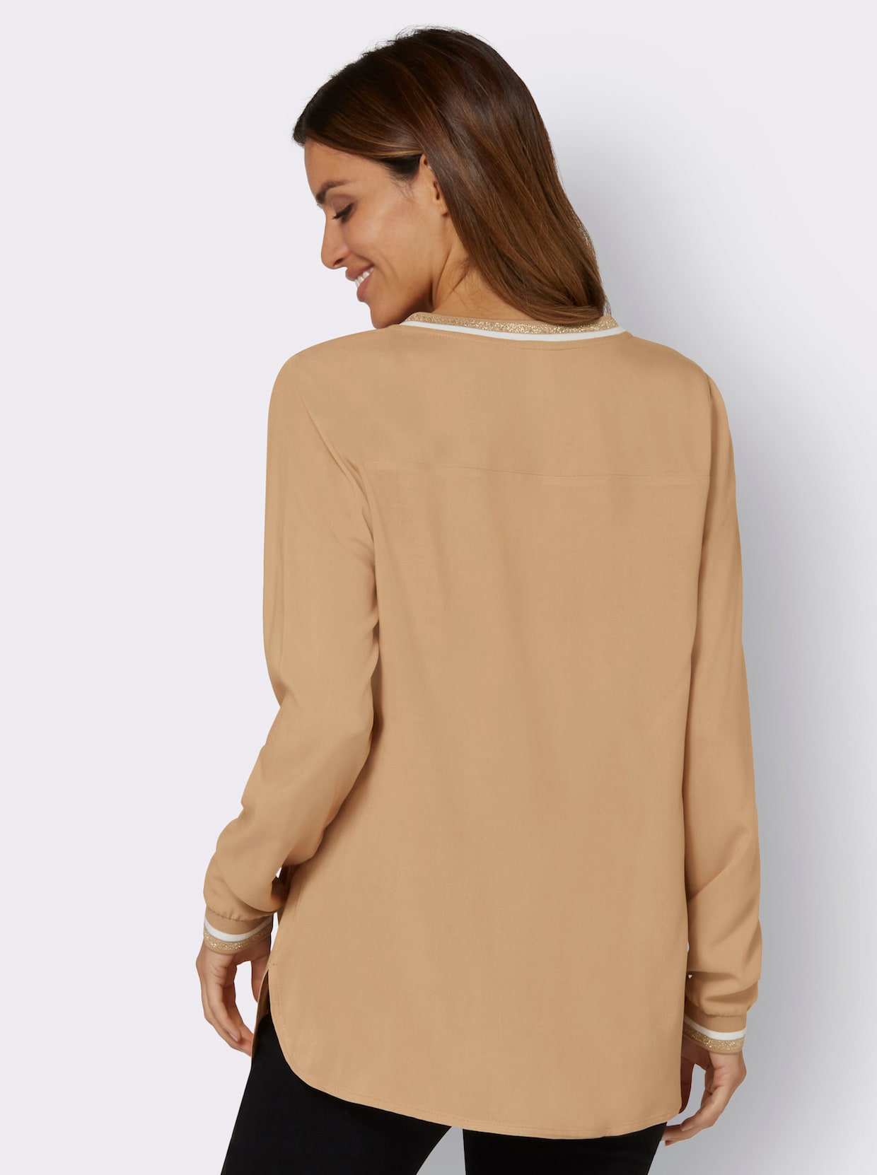 Blouse met lange mouwen - camel