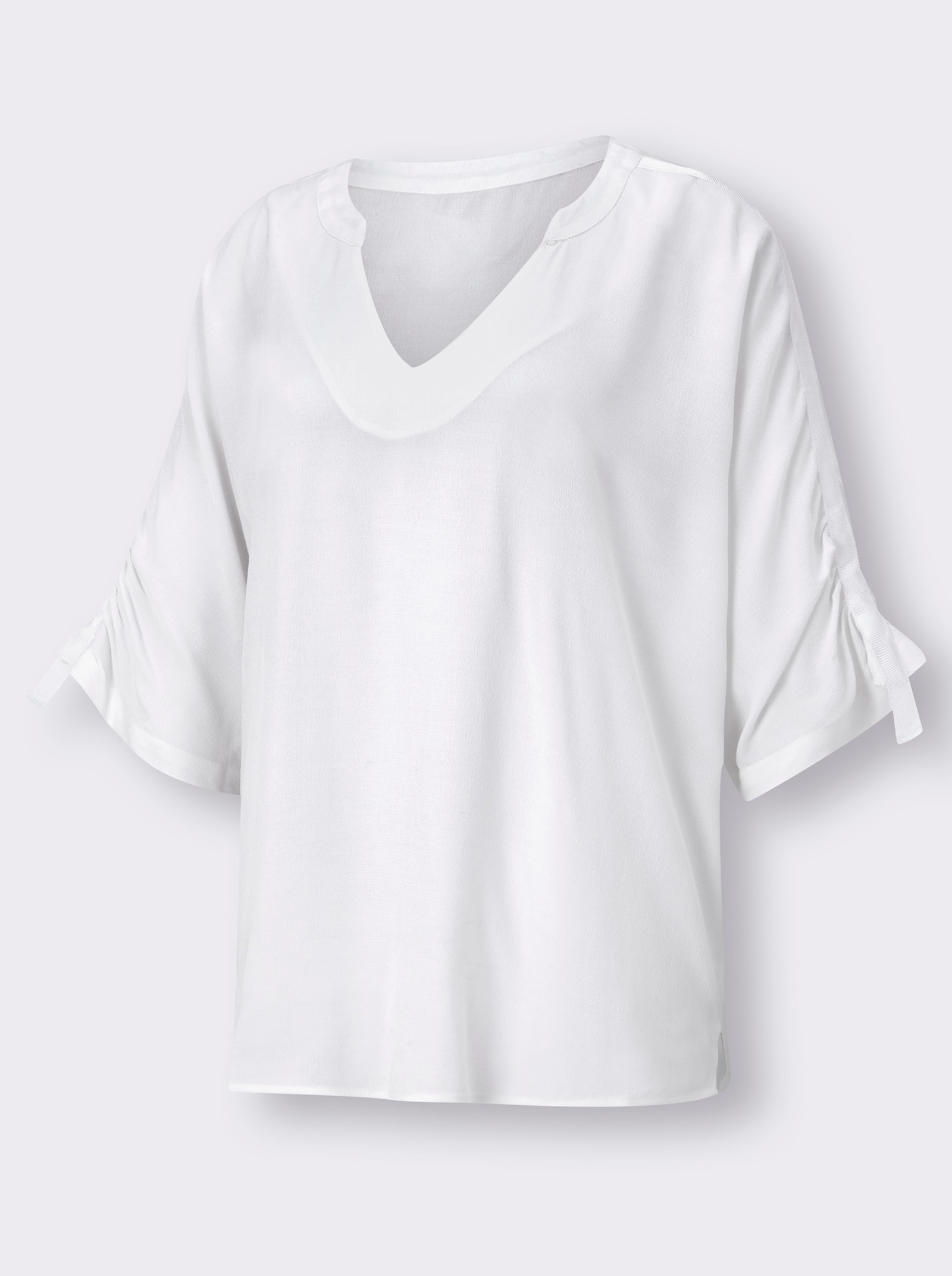 Comfortblouse met rimpeling op de mouwen - wit