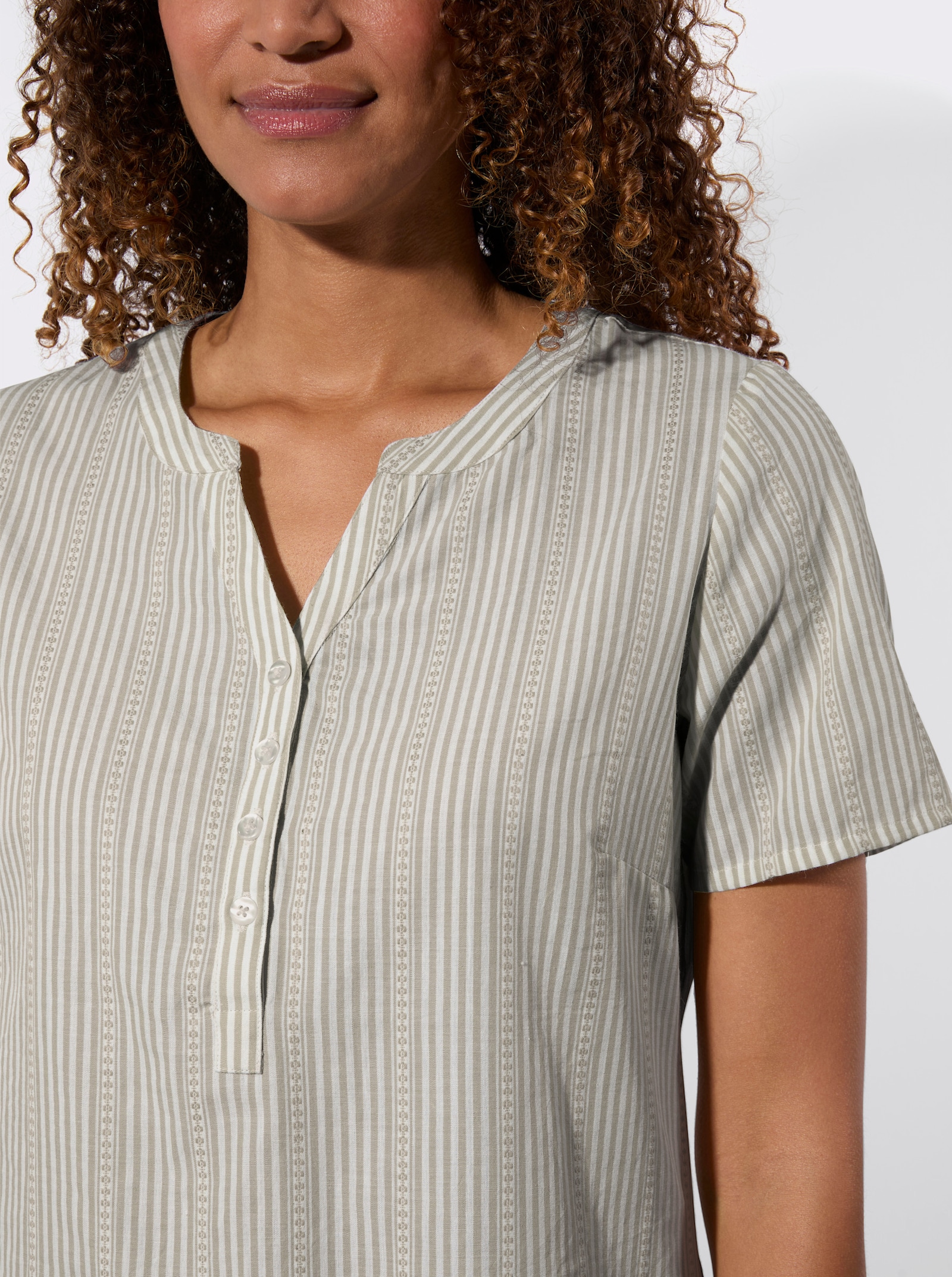 Gestreifte Bluse in Schlupfform - schlamm-gestreift