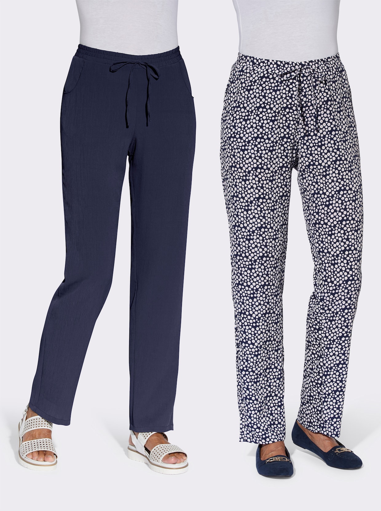 Pantalon - bleu nuit + bleu nuit-blanc imprimé