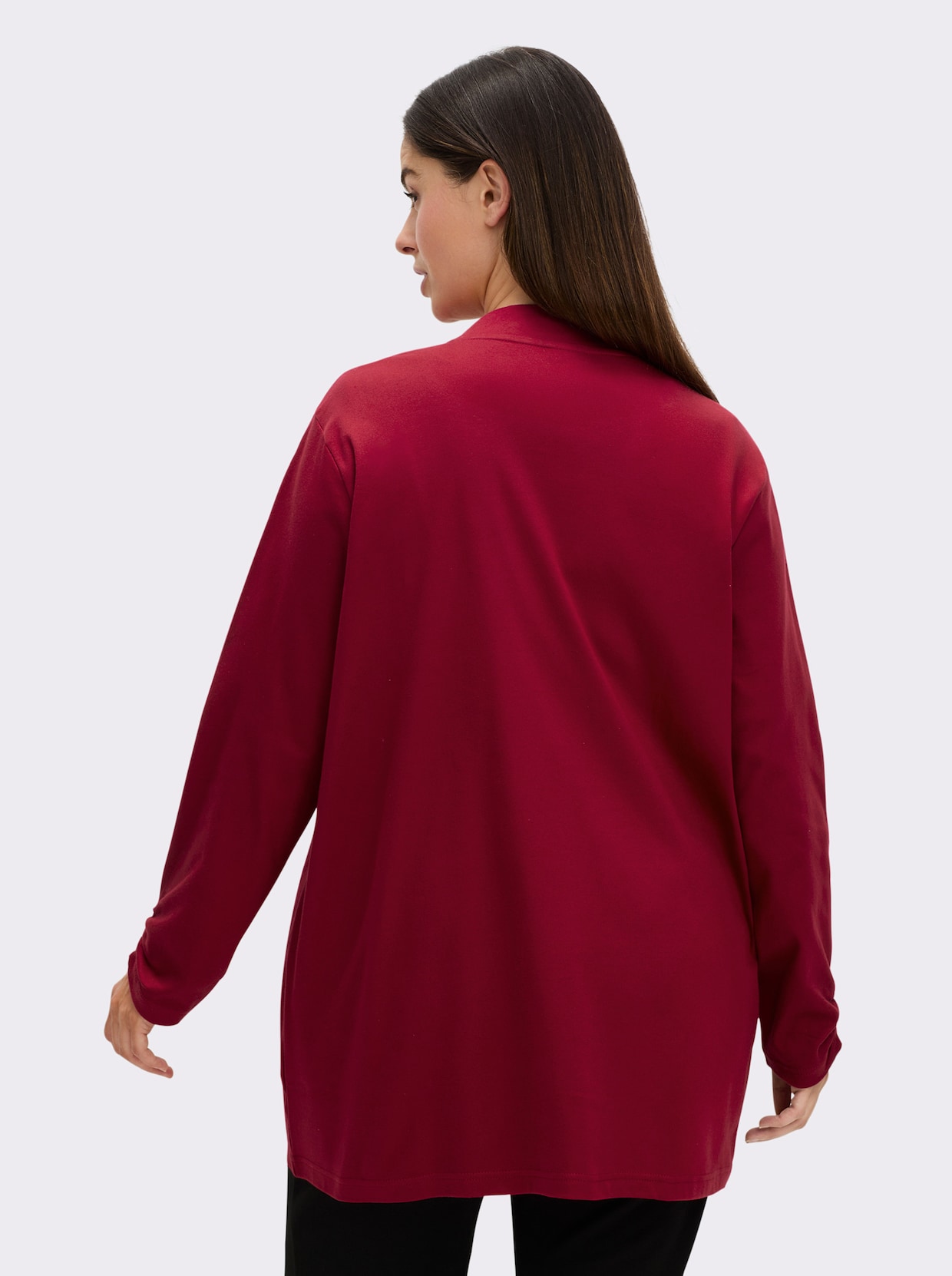 Shirtjacke mit Ärmel-Raffungen - kirsche