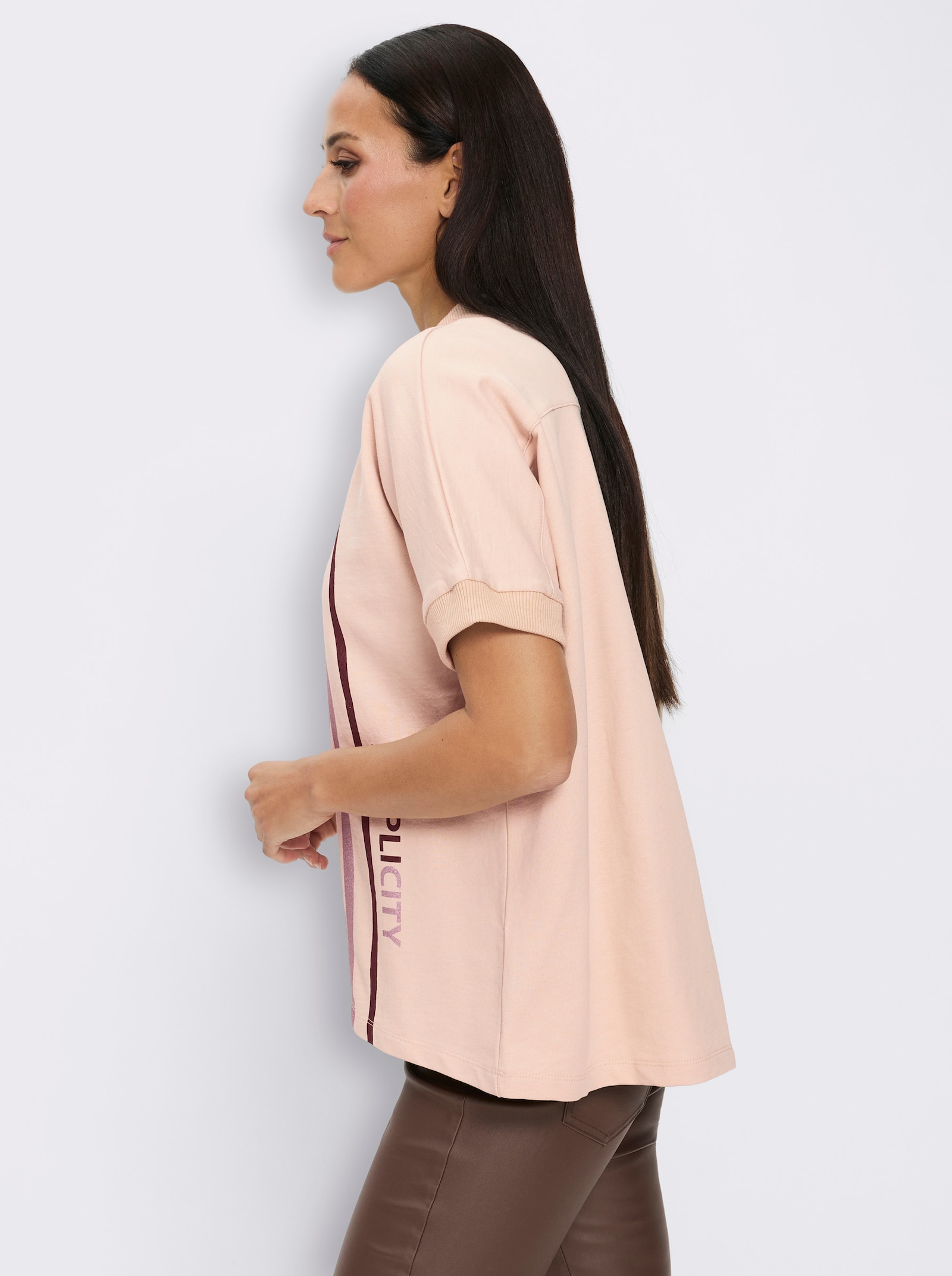 heine Rollkragenshirt mit Glitzerdruck - elfenbein-burgund