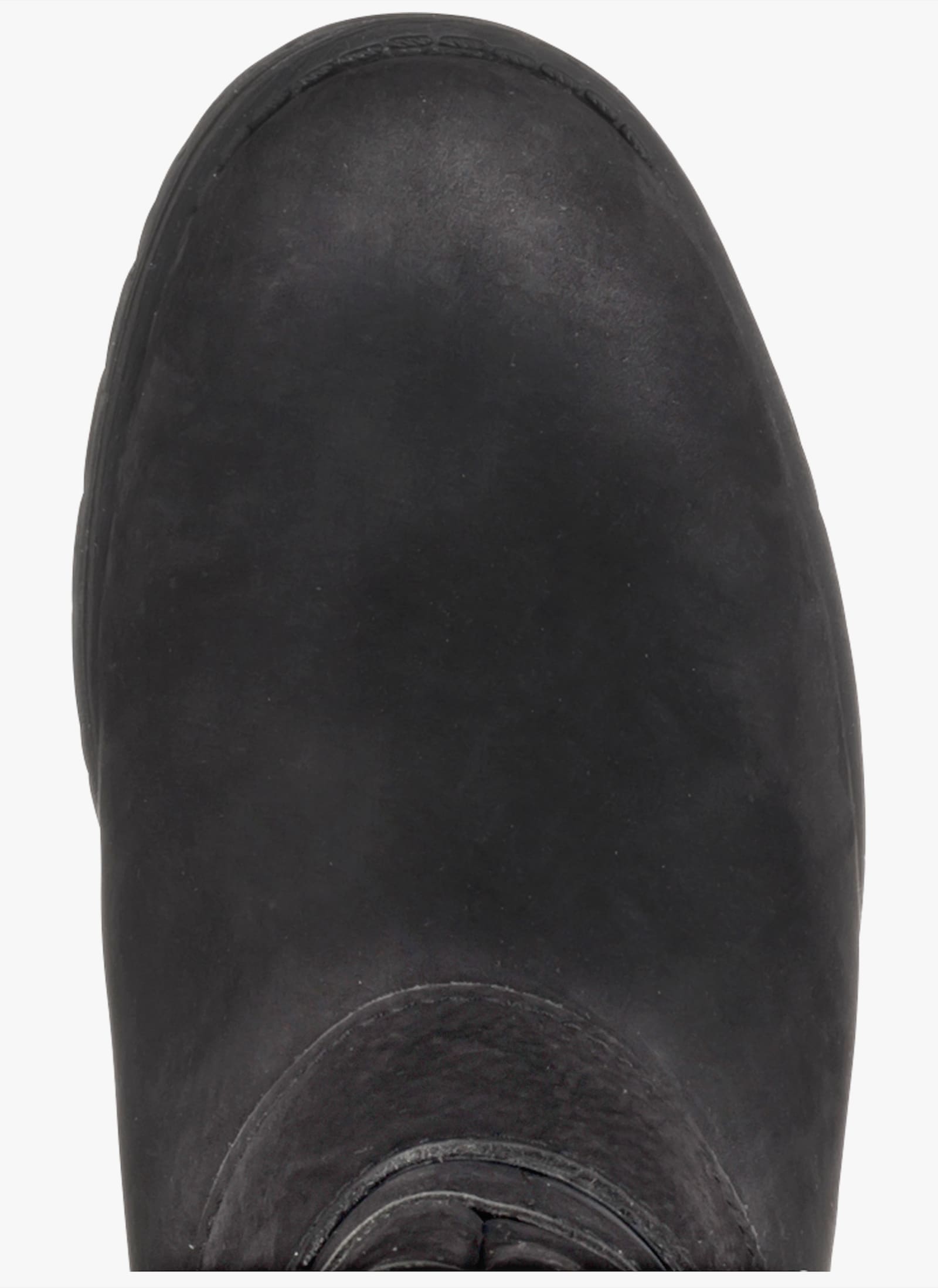 sheego Weitschaftstiefel aus Leder mit Zierband - schwarz