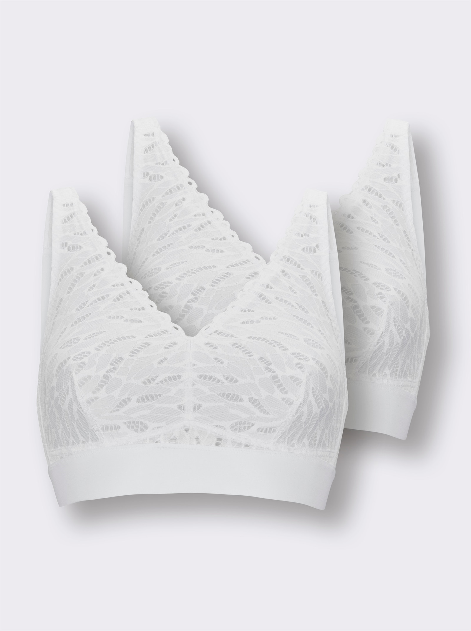 wäschepur Komfort-BH ohne Bügel mit Lochstickerei-Muster - 2x weiß