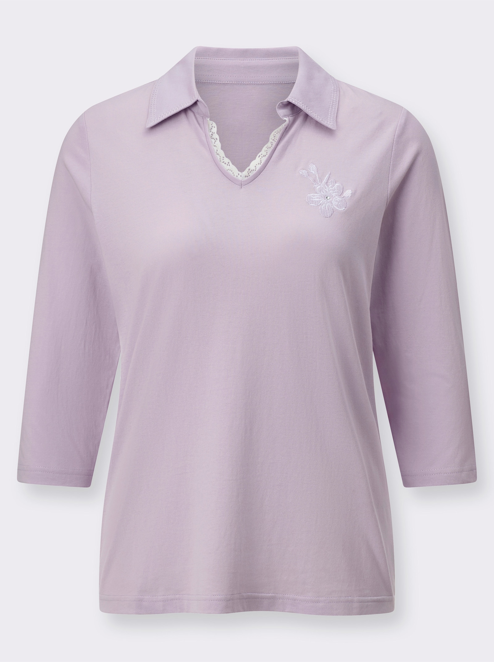 Poloshirt met kant - lila