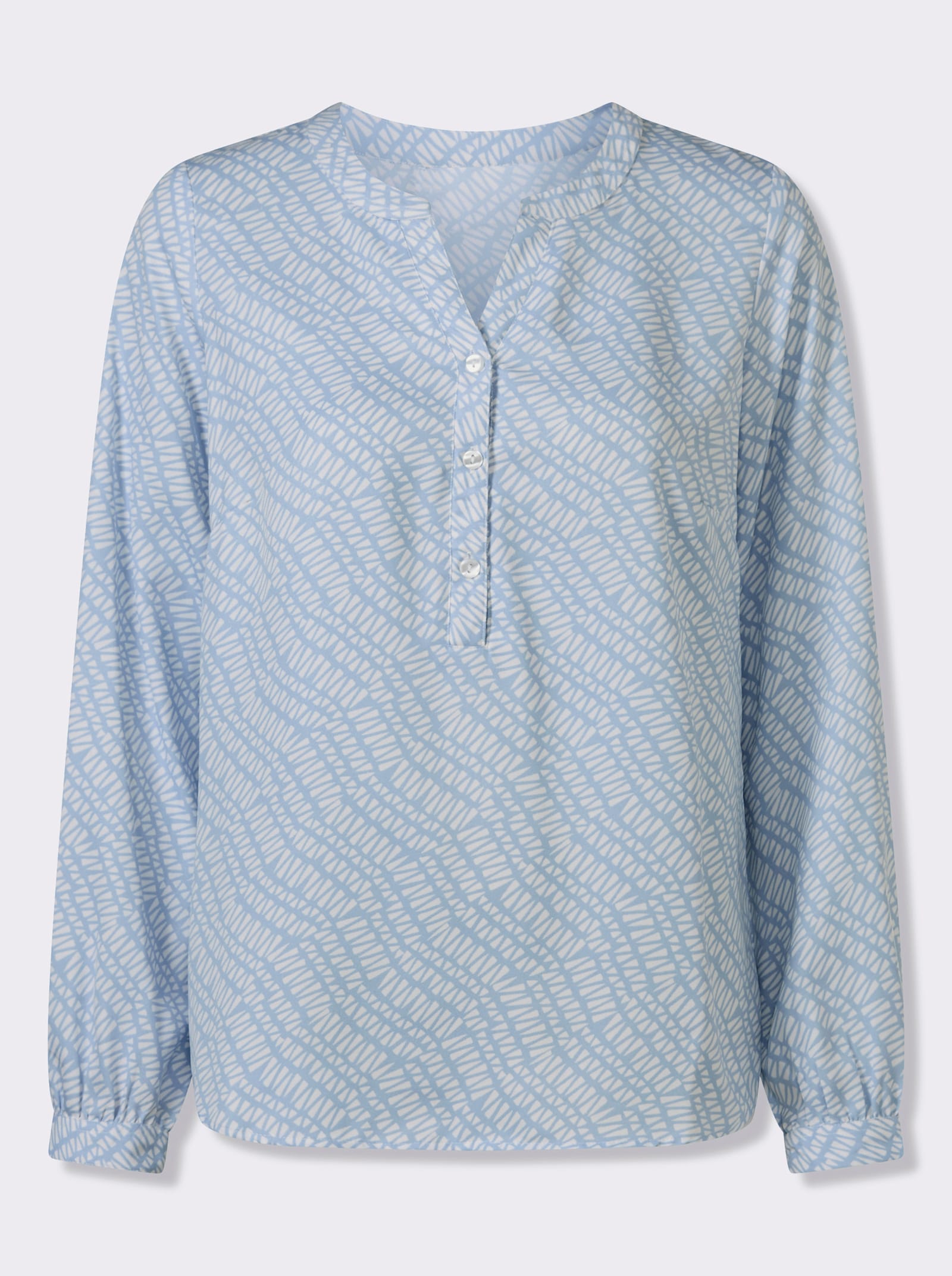 heine Schlupfbluse in Kofferware - eisblau-ecru-bedruckt
