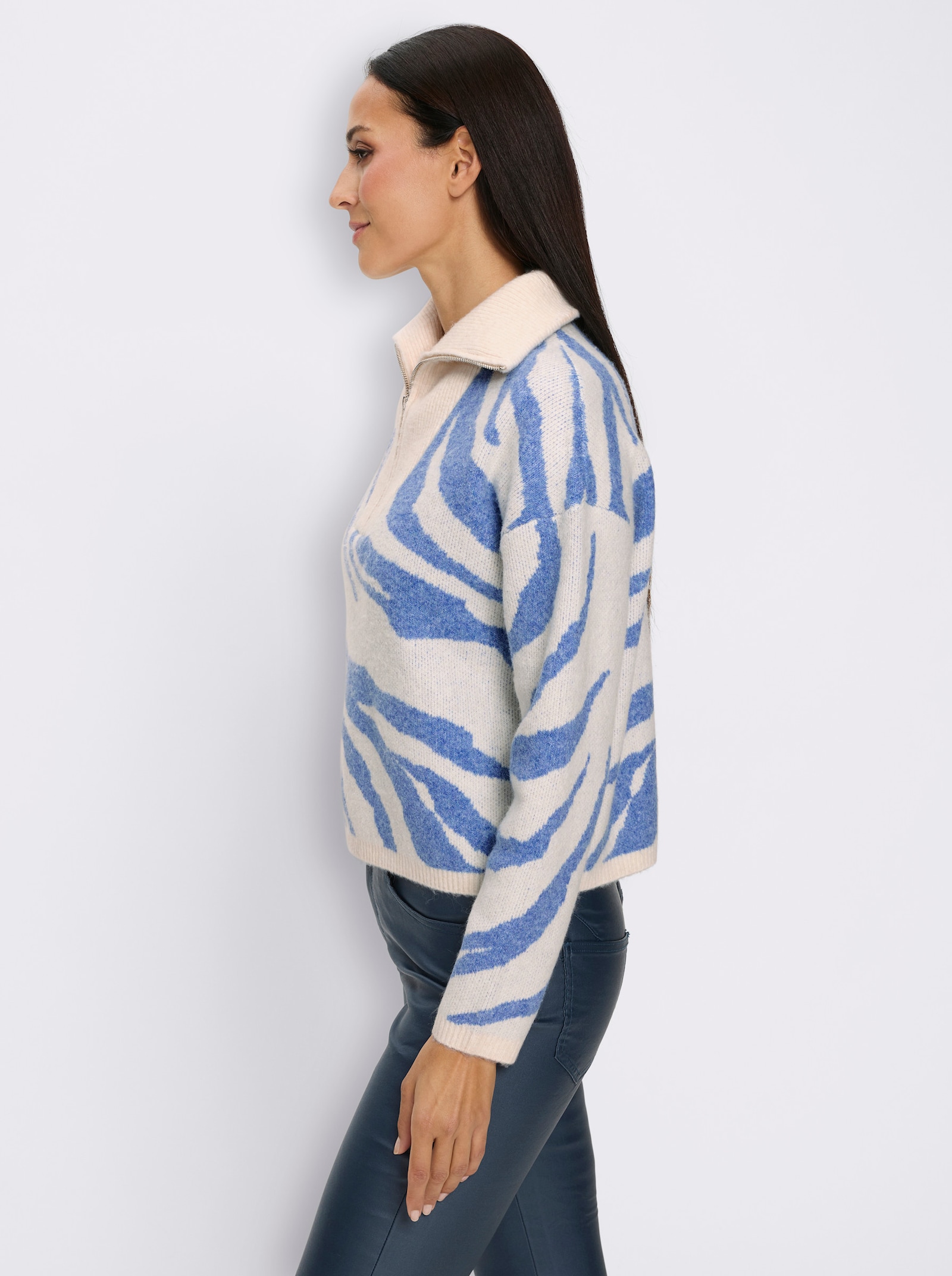 heine Troyer im Zebra-Dessin - champagner-taubenblau-gemustert