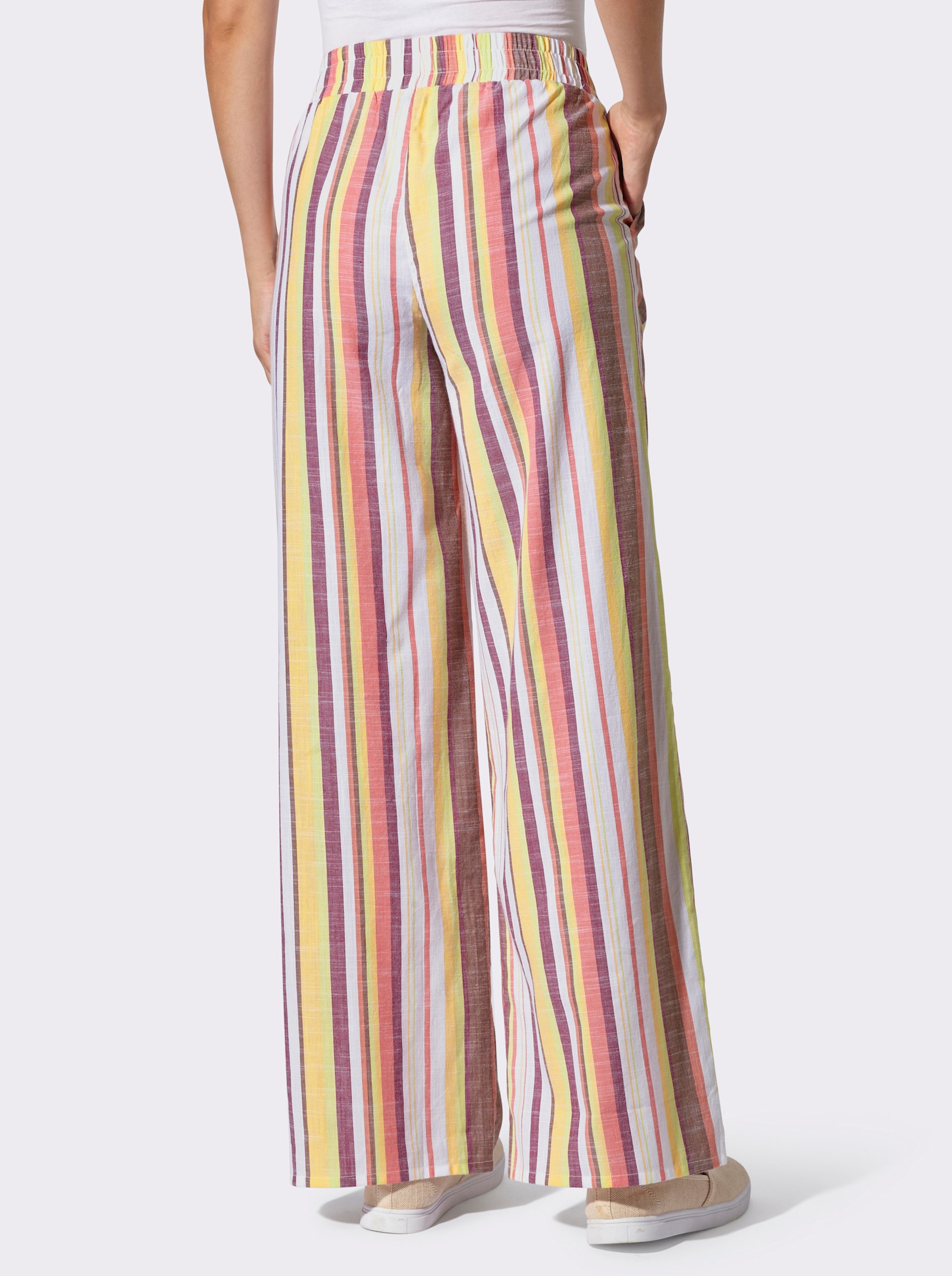 Schlupfhose mit breitem Dehnbund - pistazie-ecru-gestreift