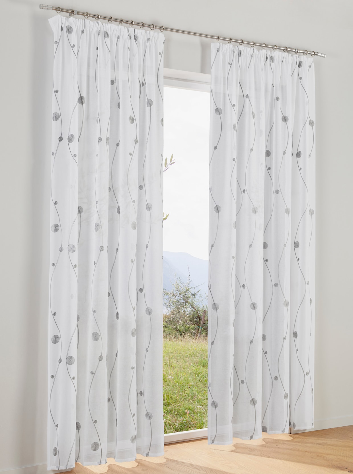 heine home Decoratieve vitrage - wit/grijs