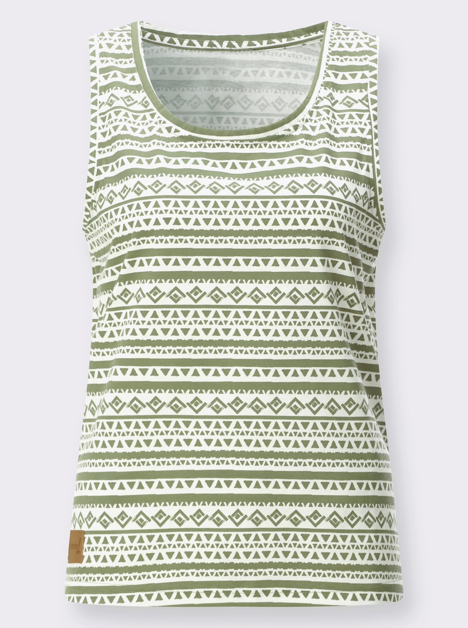 Shirttop - khaki-ecru-bedruckt