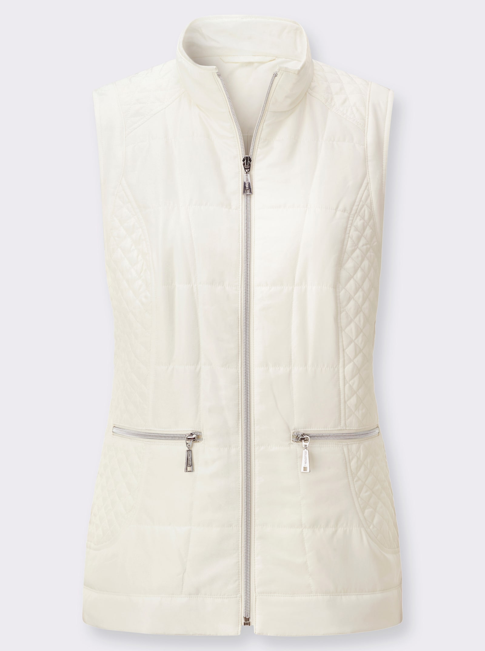 Steppweste mit hohem Stehkragen - ecru