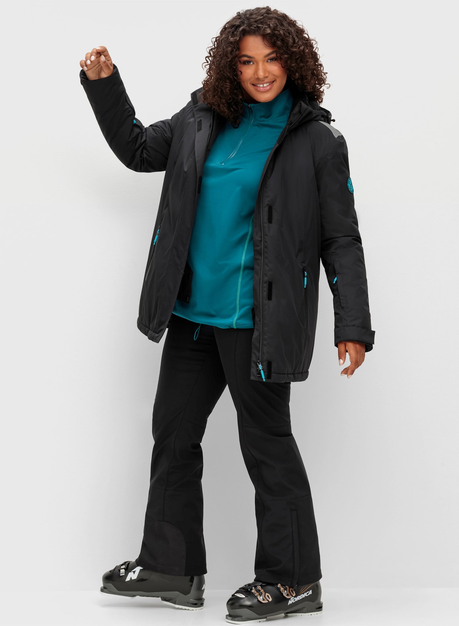 sheego Skihose in atmungsaktiver, wasser- und windabweisender Qualität - schwarz