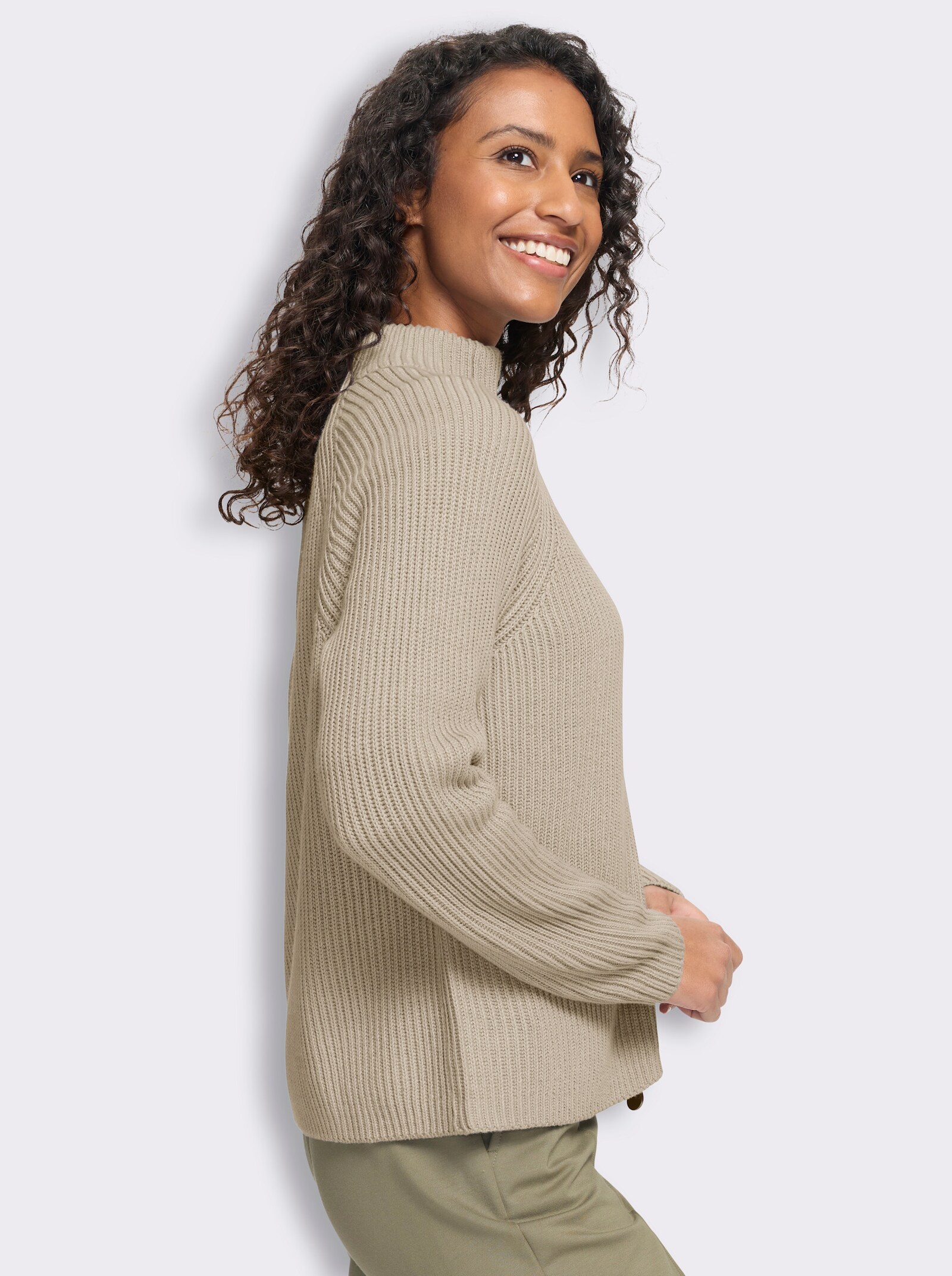heine Cardigan mit 2-Wege-Zipper - sand