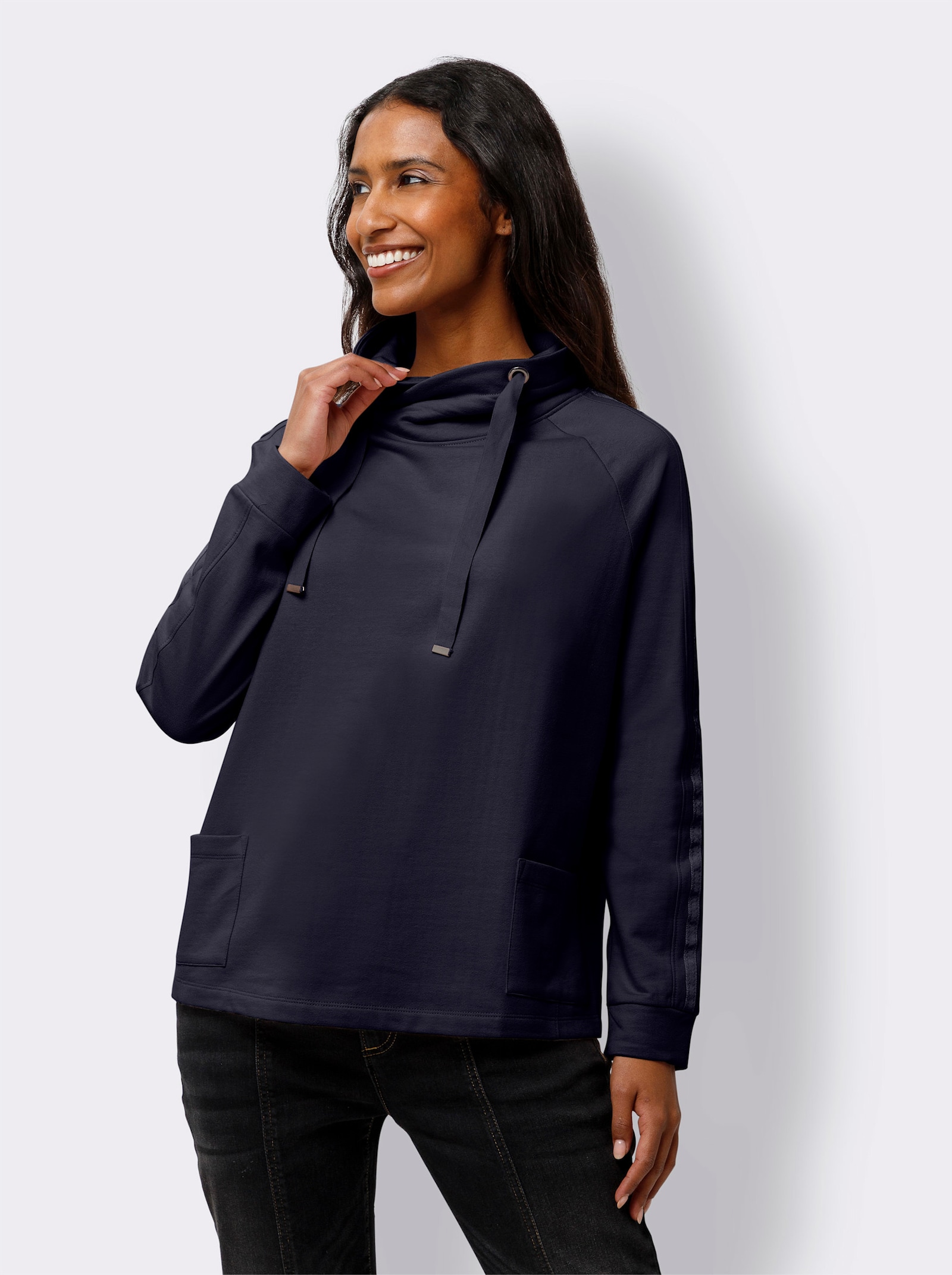 heine Sweatshirt mit Stehkragen - marine