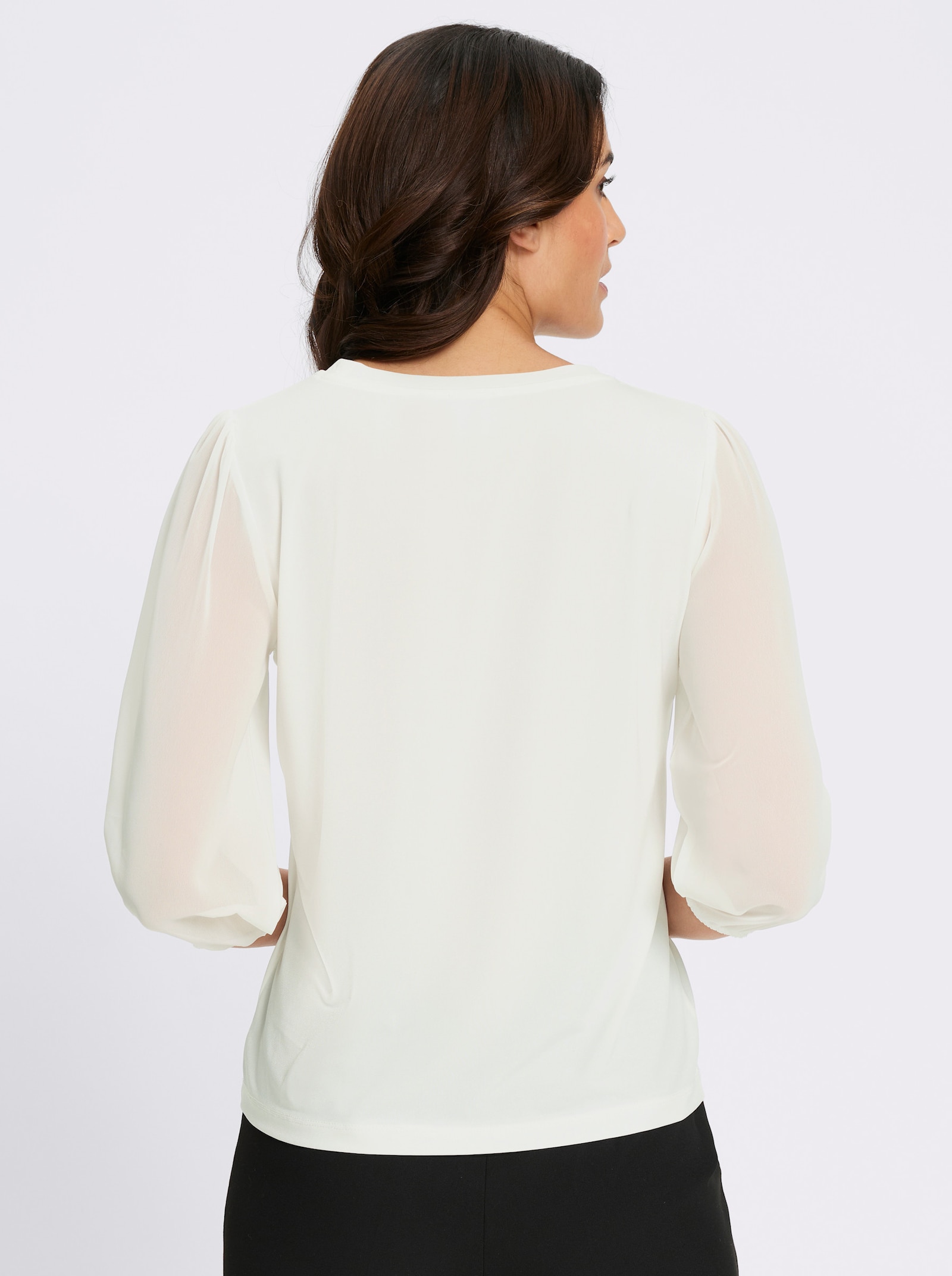 3/4-Arm-Shirt mit aufgesetzter Deko-Blüte - ecru