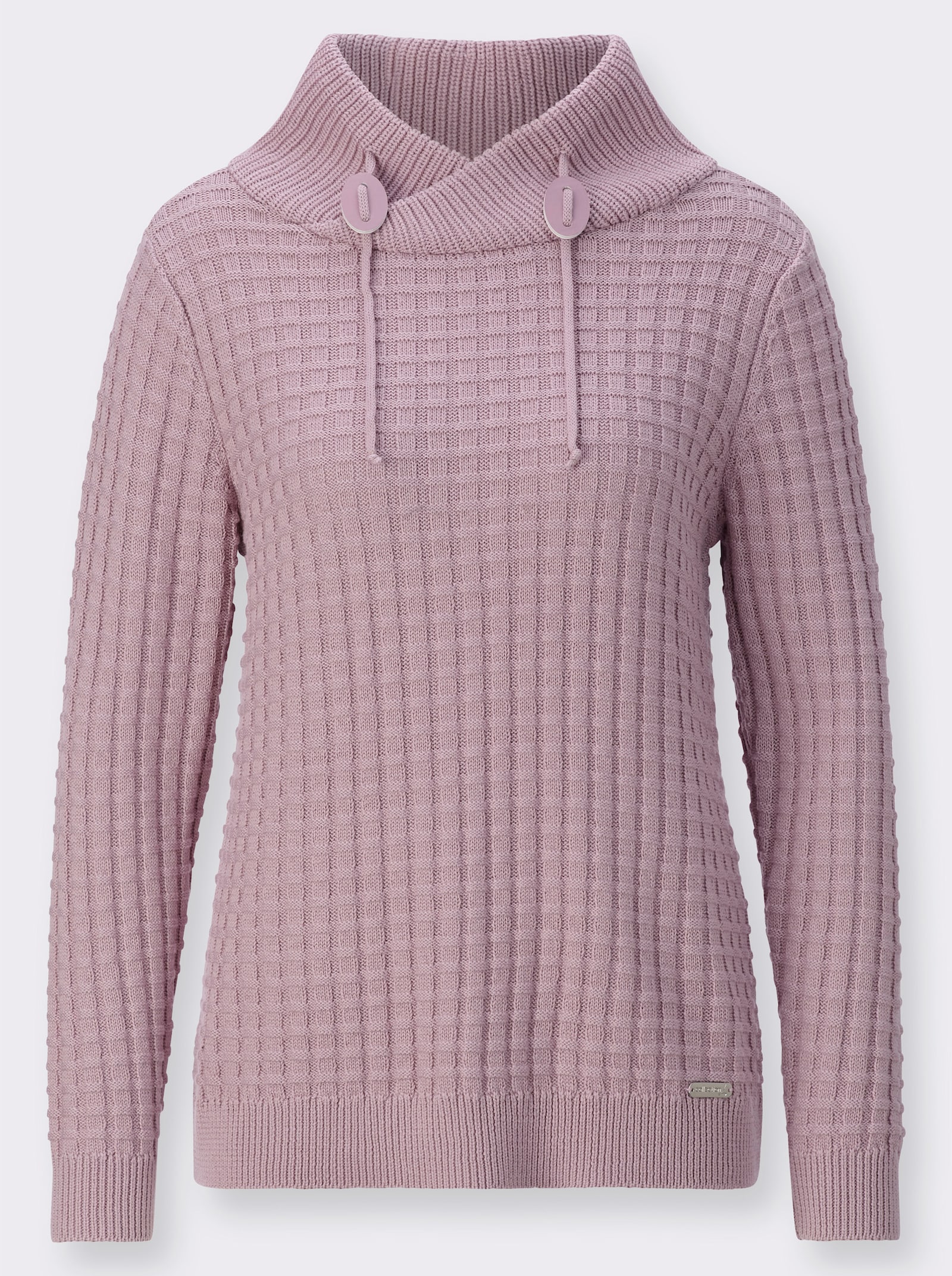 Pullover met lange mouwen en asymmetrische rolkraag - mauve