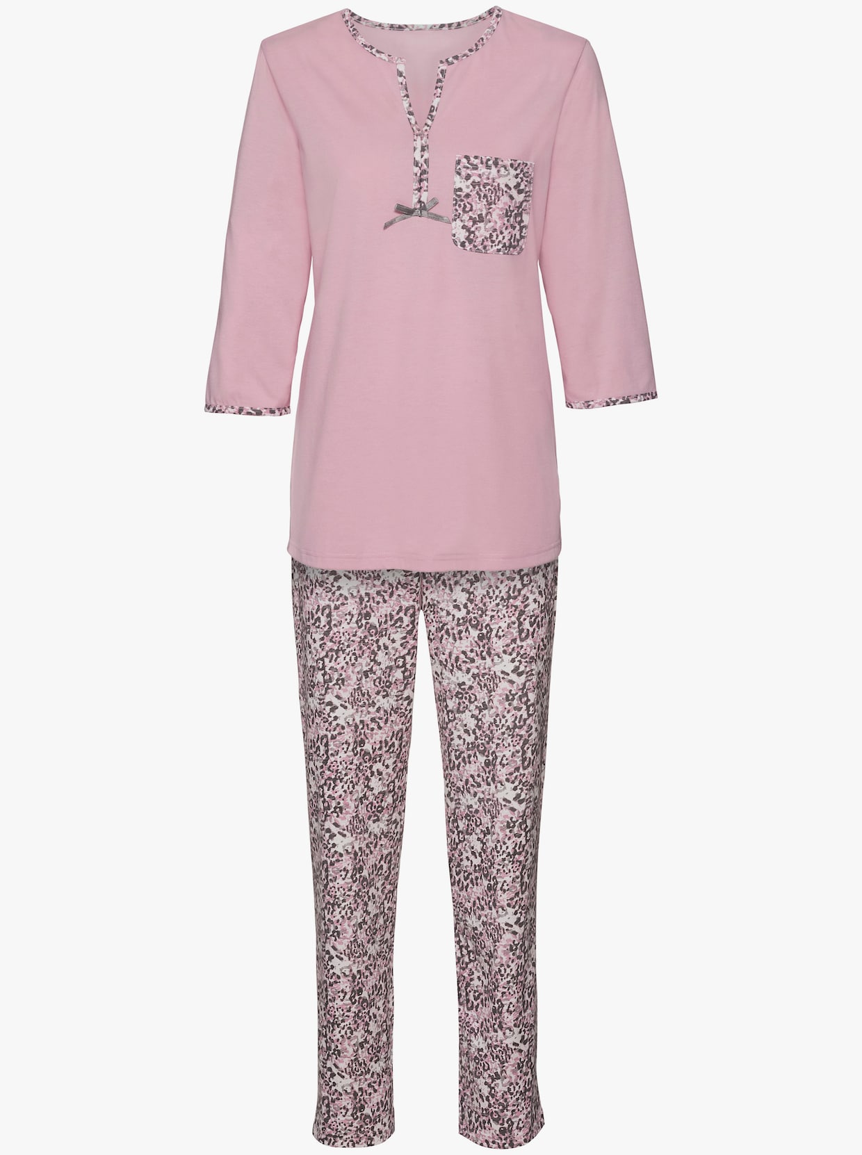 wäschepur Pyjamas - ljusrosa-grå, tryckt
