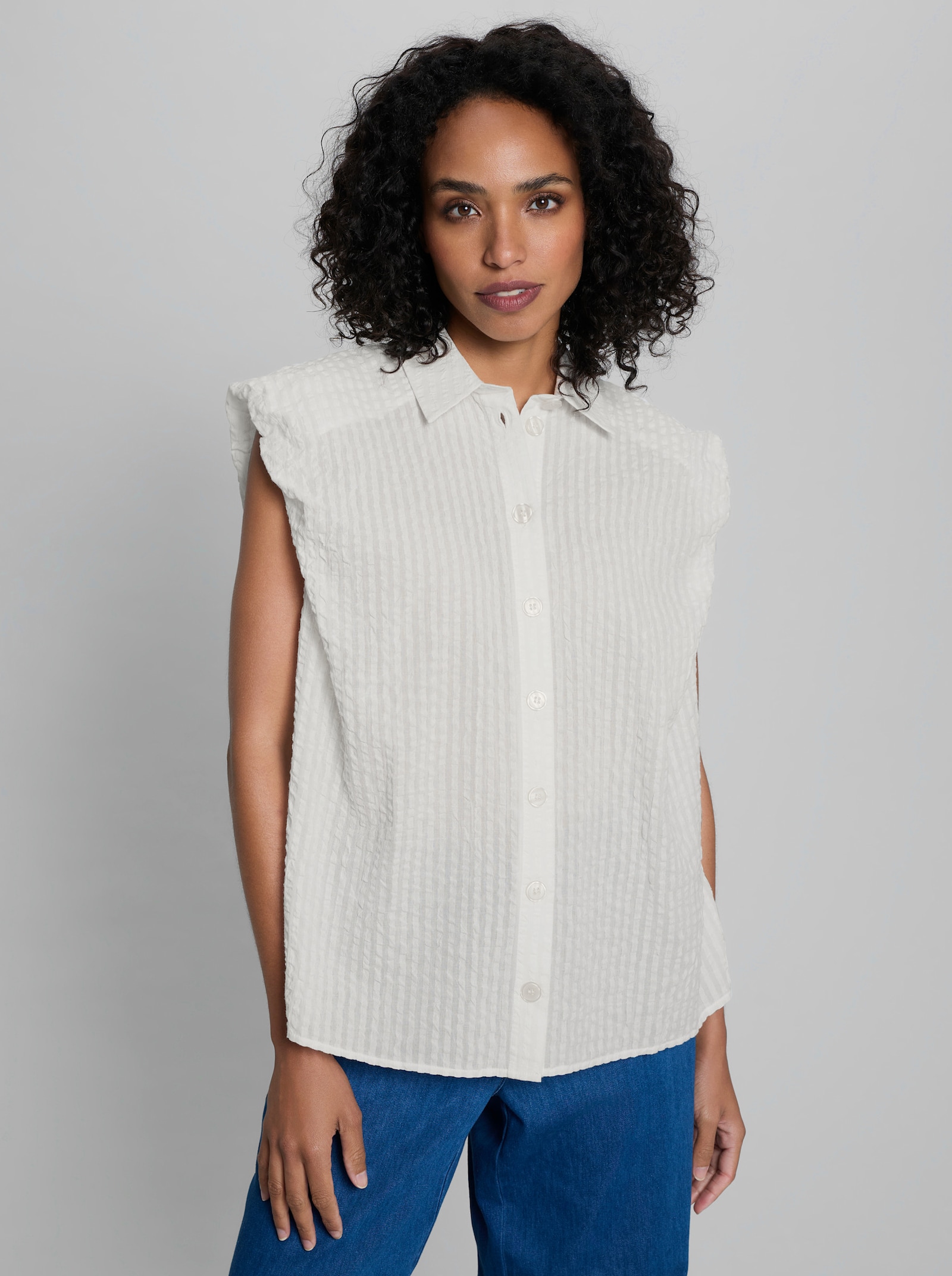 heine Ärmellose Bluse aus Seersucker - ecru