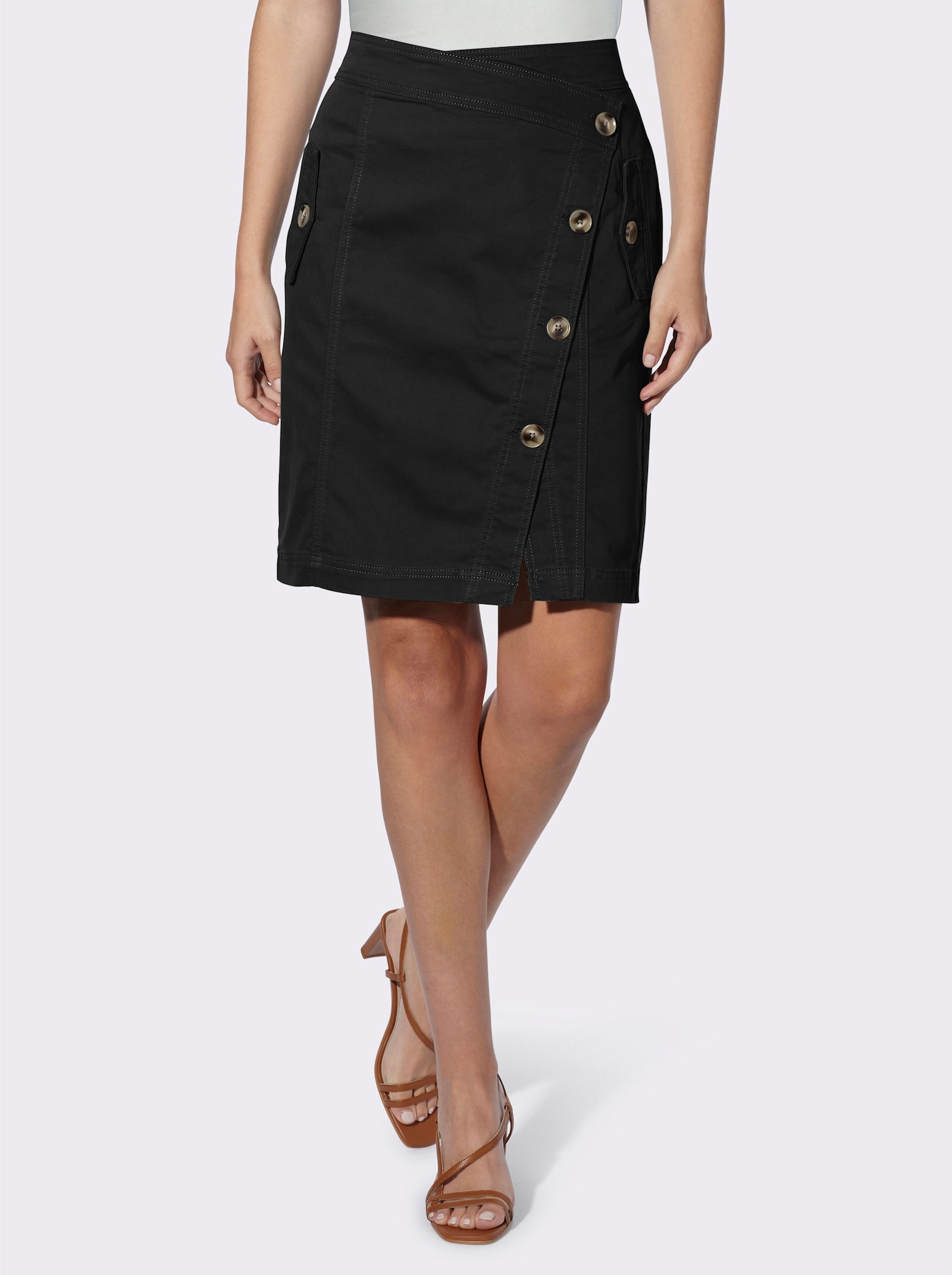 heine Jupe avec patte de boutonnage - noir