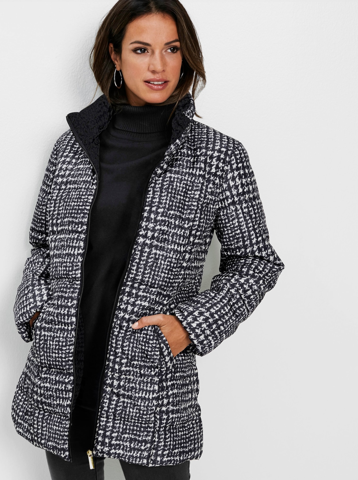 Wendejacke - schwarz-weiß-bedruckt