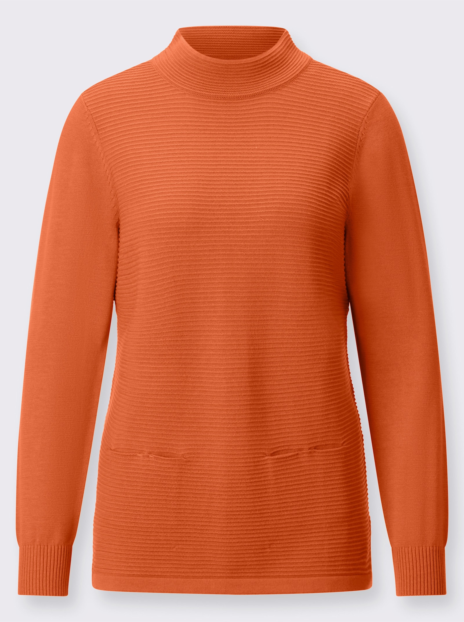 Stehkragenpullover mit eingearbeiteten Taschen - papaya