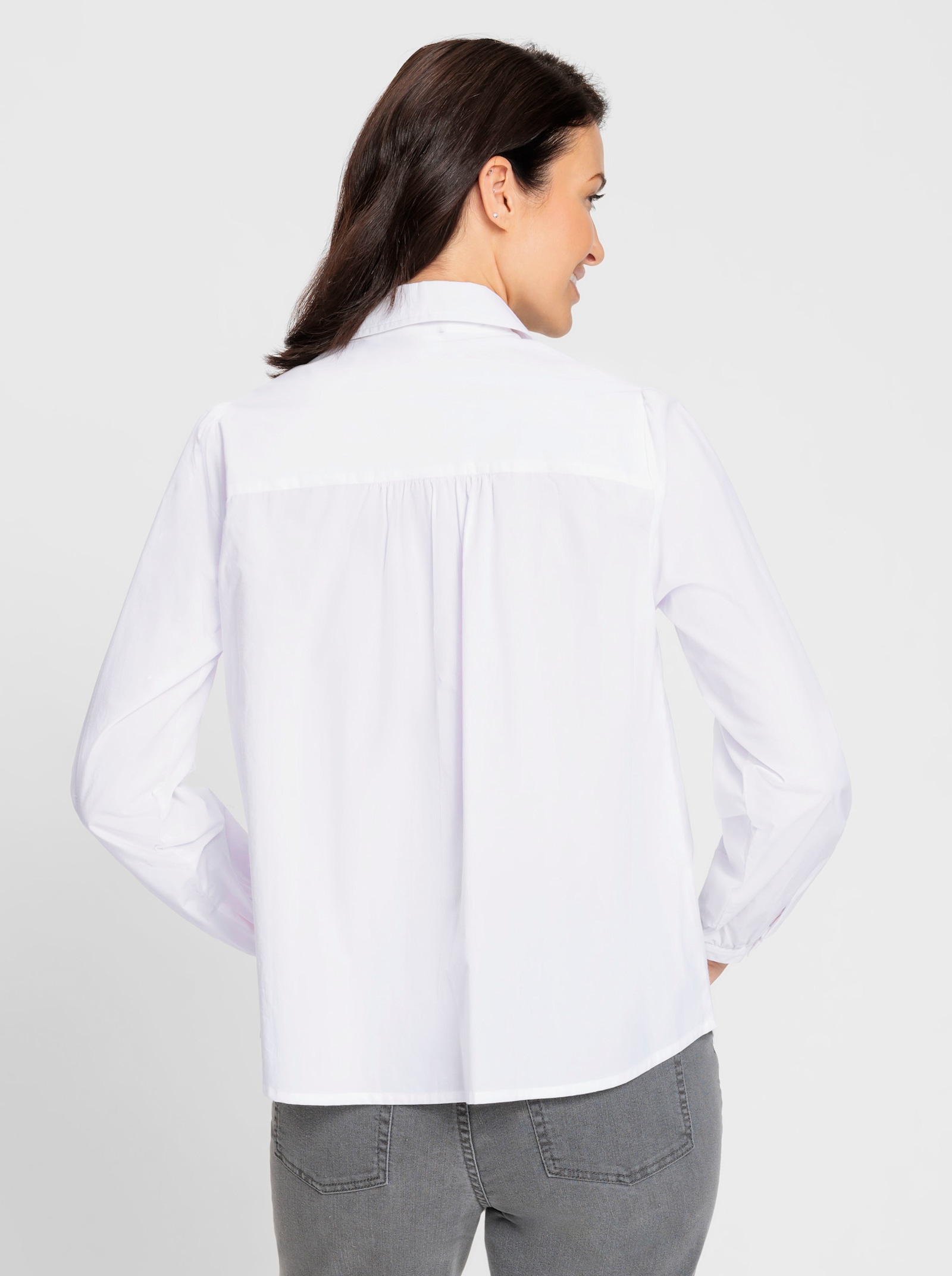 Overhemdblouse met gesmokte inzet - ecru